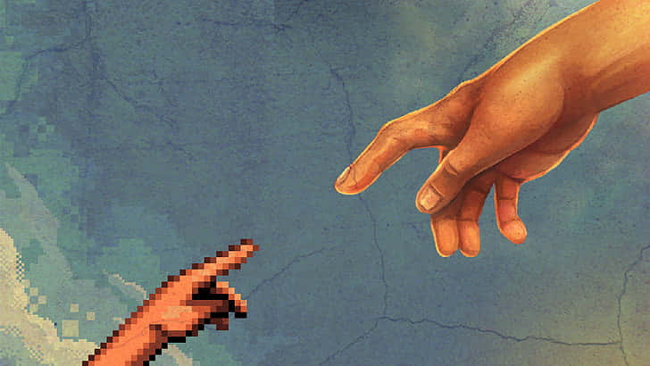 Creation Of Adam, 4K, pixelated hand, SD Desktop Wallpaper