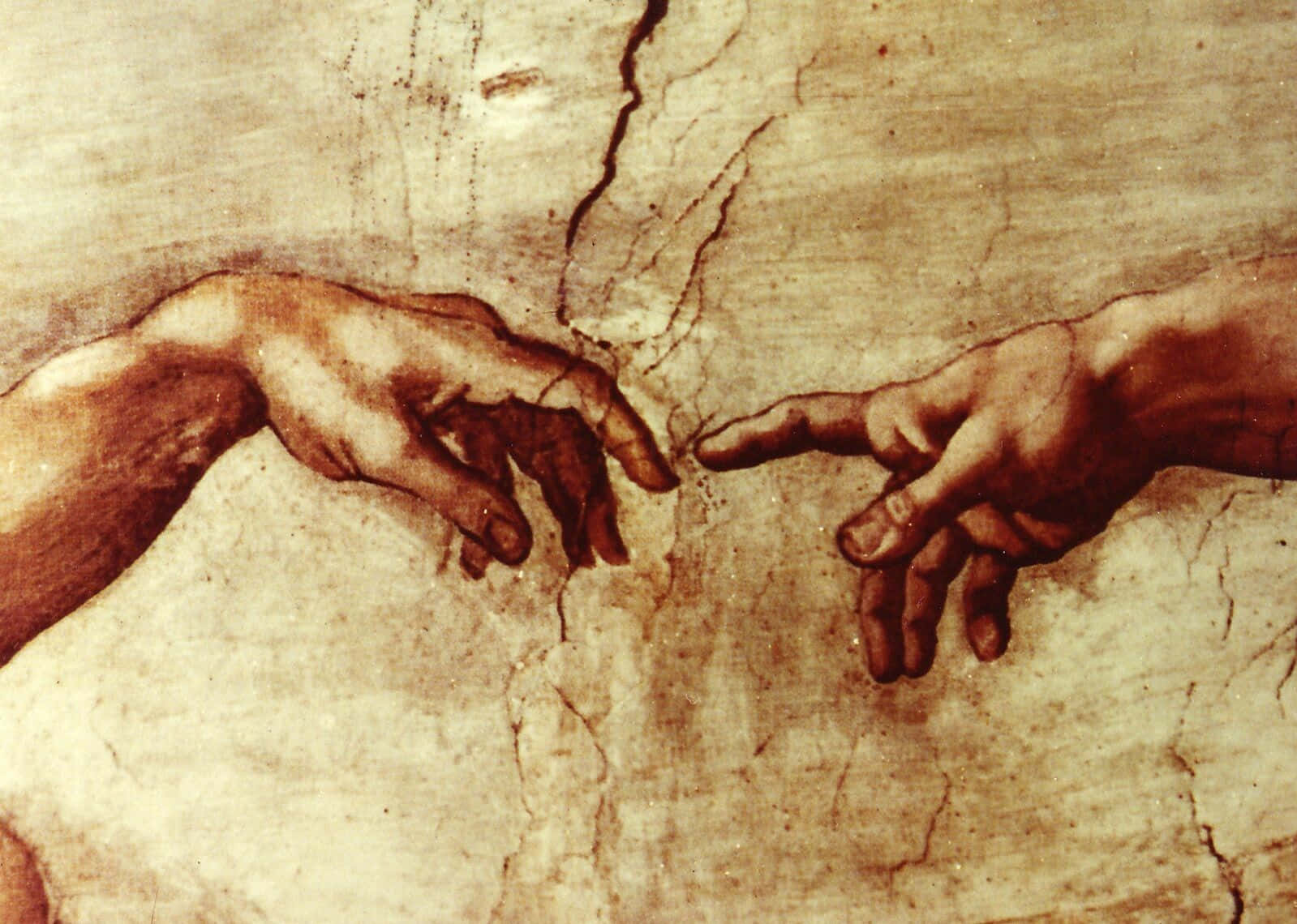 Creation Of Adam 4K, Renaissance fresco, cracked aged plaster, HD Desktop Wallpaper
