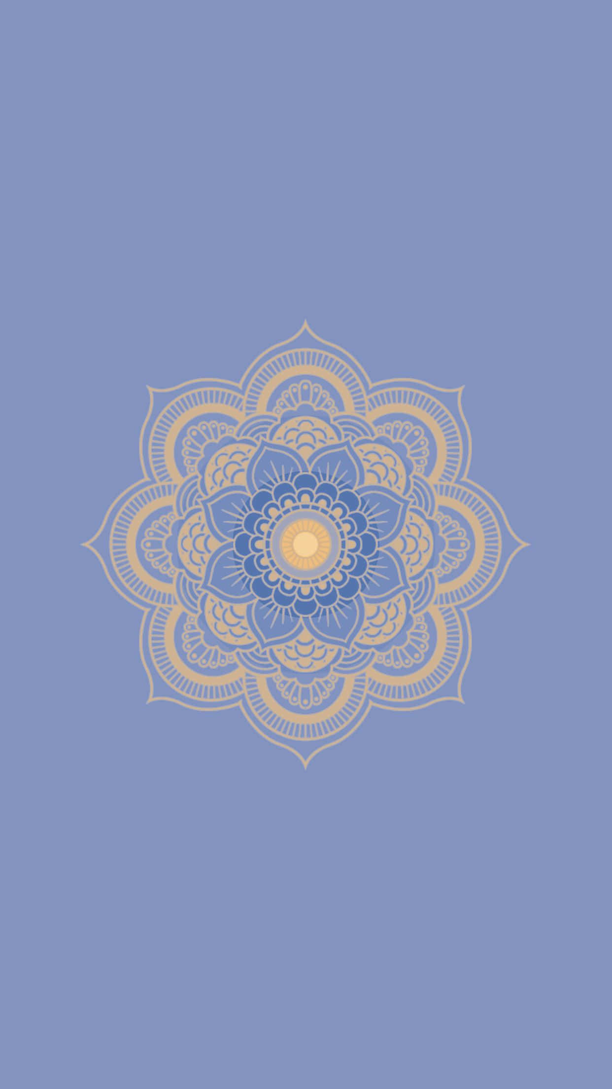 iPhone, blue and gold mandala, floral patterns, Full HD Phone Wallpaper