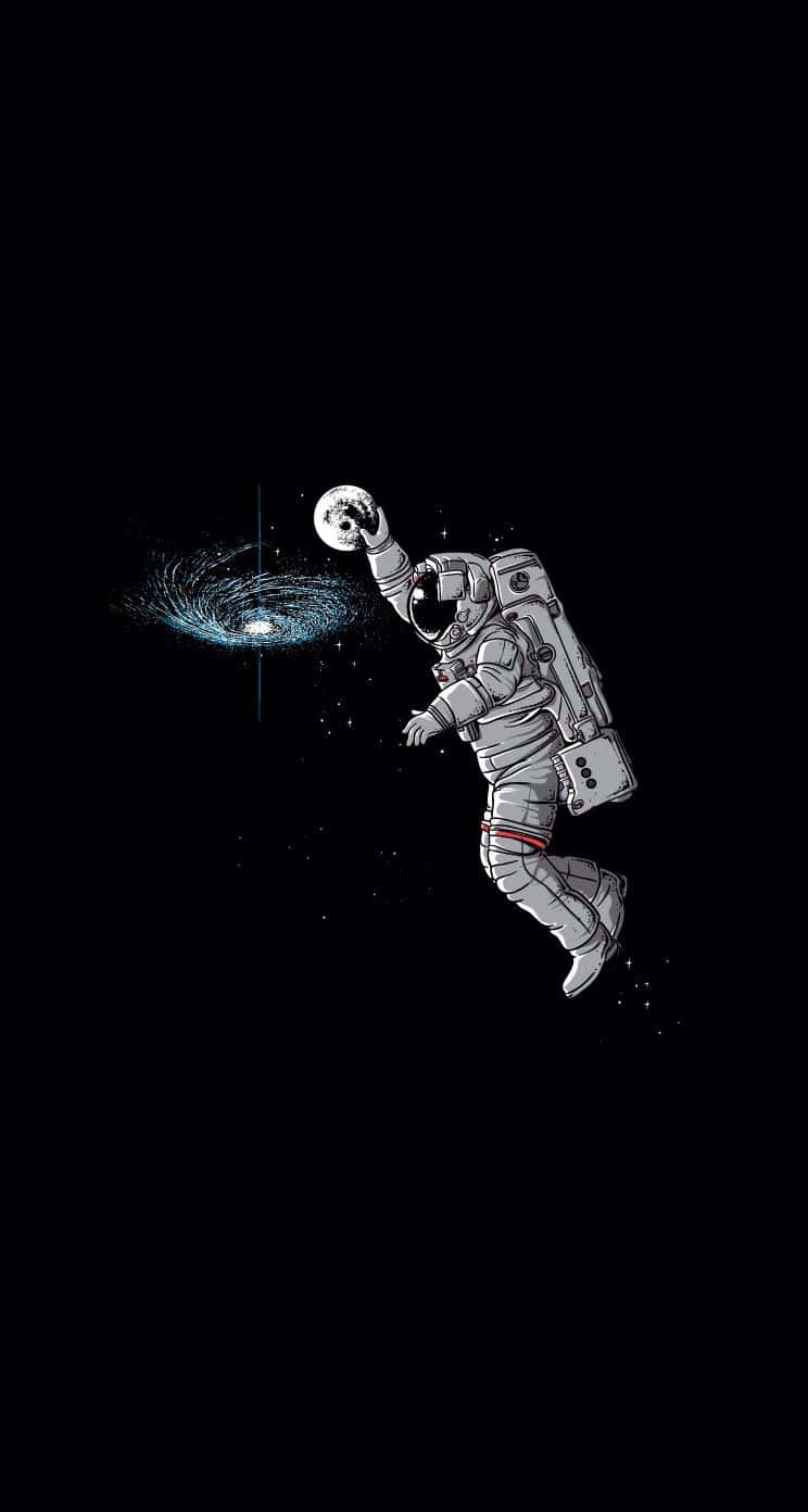 iPhone, astronaut, glowing orb, HD Phone Wallpaper