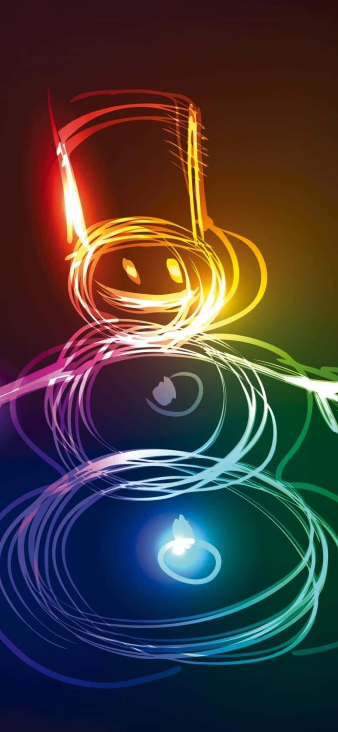 iPhone, neon swirls, smiling face, Full HD Phone Wallpaper