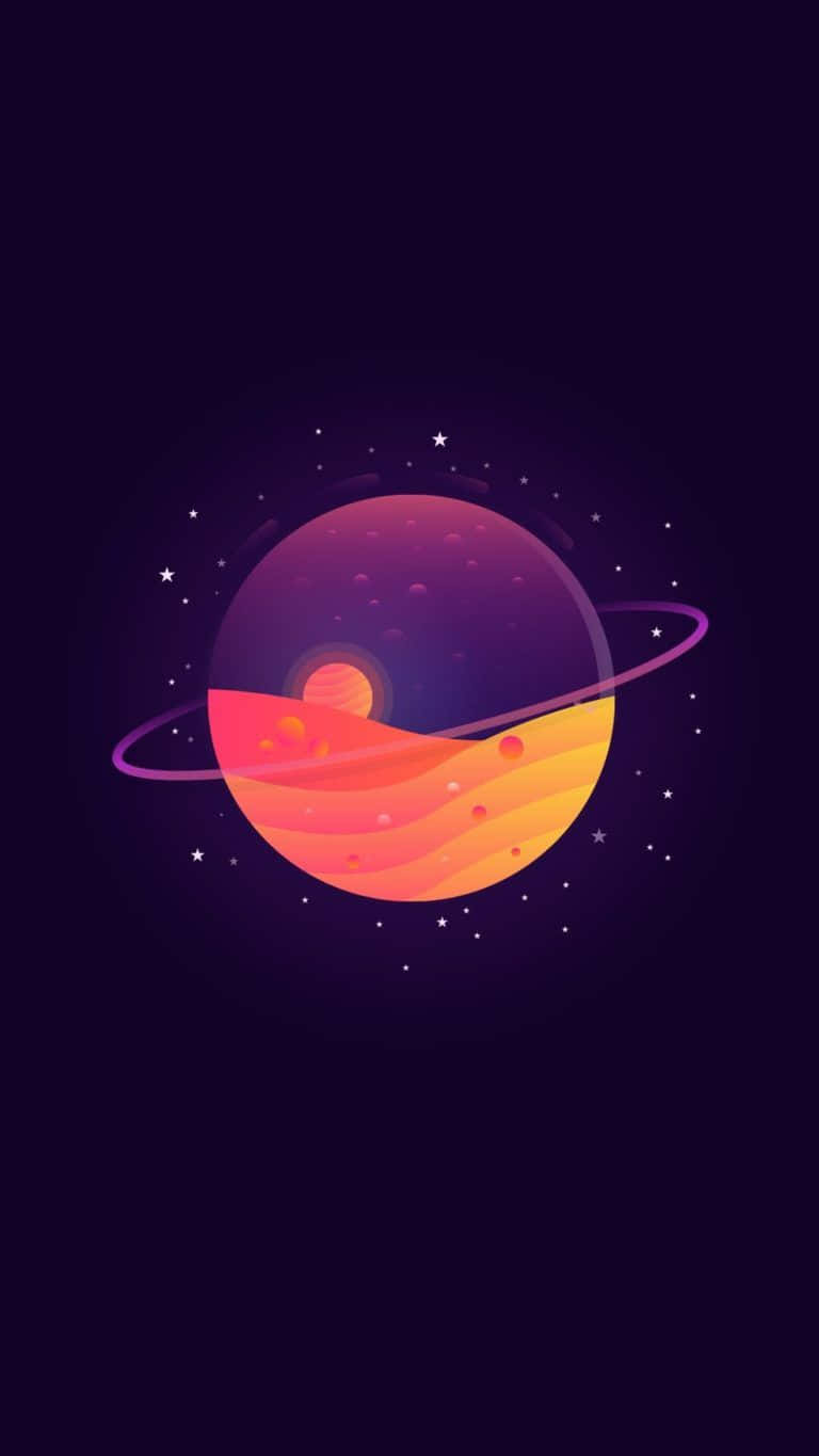 graphite design, glowing orange and purple gradient, starry dark purple space background, HD Phone Wallpaper