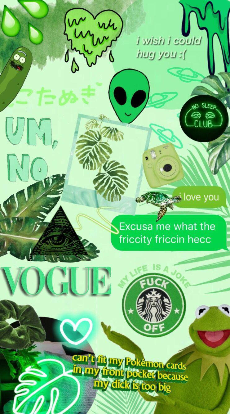 green aesthetic iPhone, vibrant green, alien heads, HD Phone Wallpaper