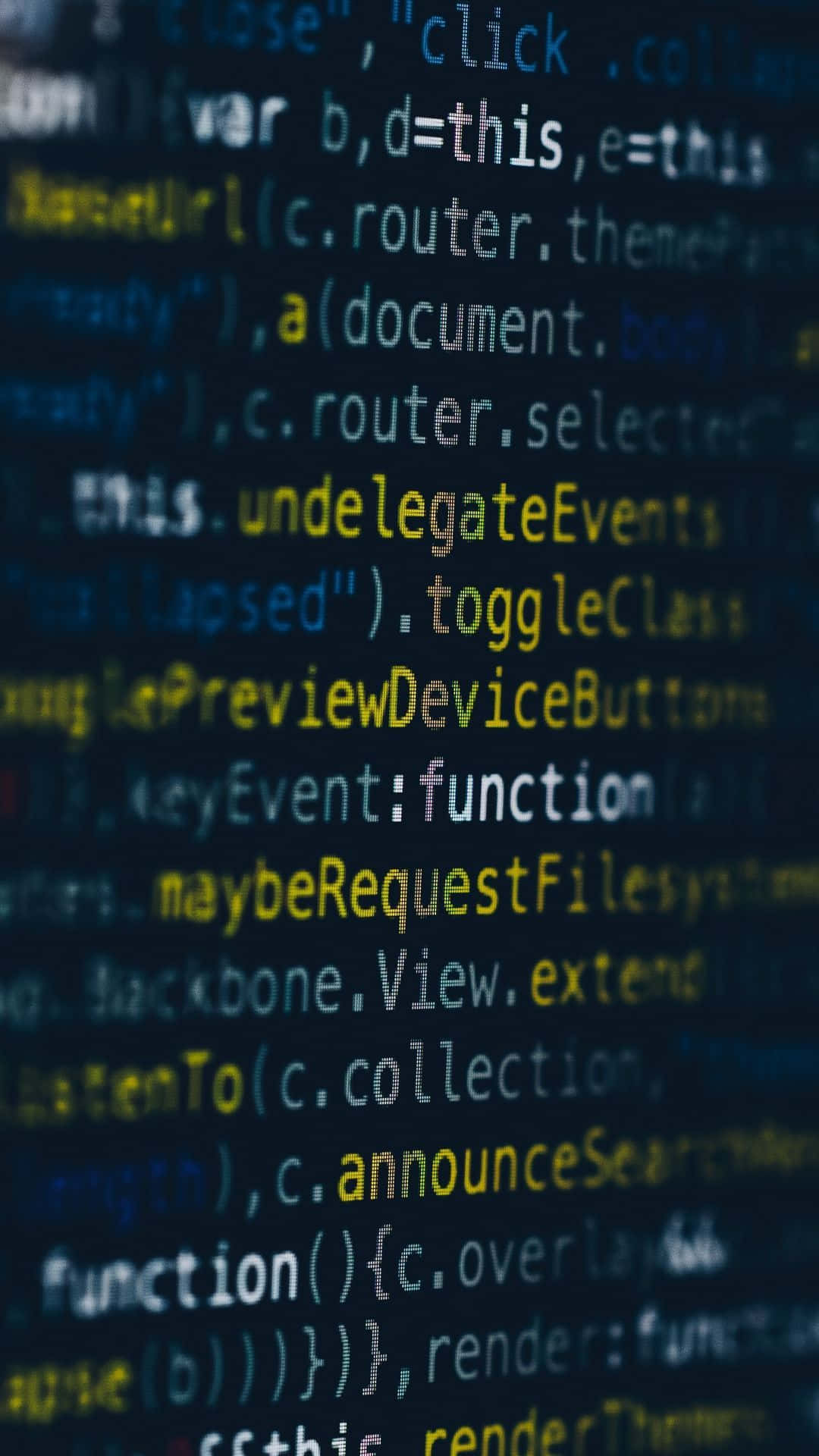 iPhone, glowing code, dark blue background, Full HD Phone Wallpaper