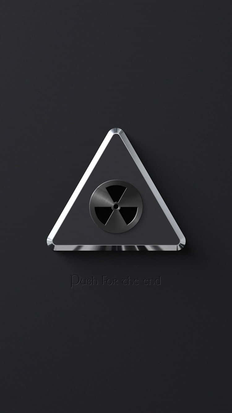 Creative iPhone, metallic triangular button, radioactive symbol, HD Phone Wallpaper