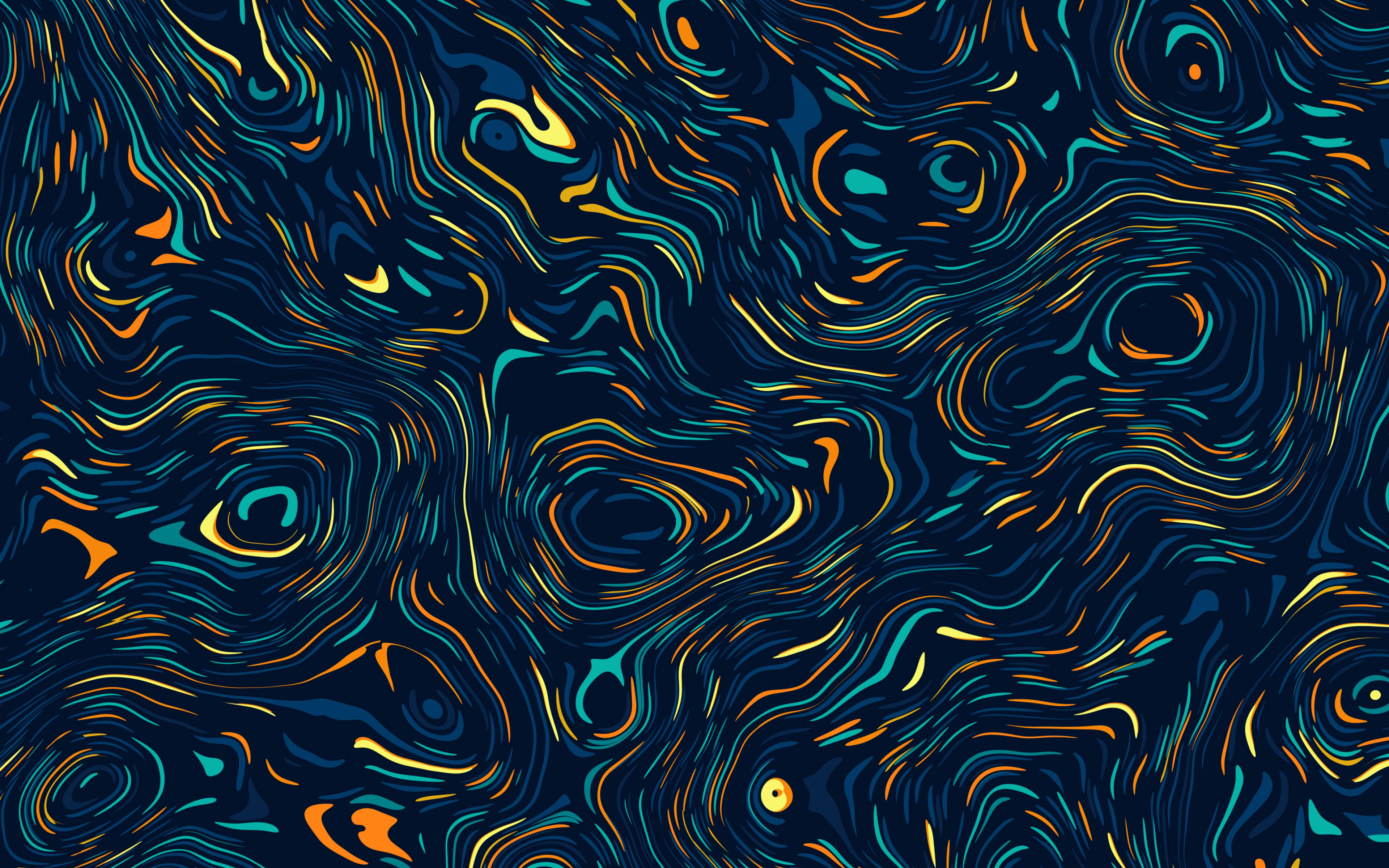 teal, orange, gold, 4K Desktop Wallpaper