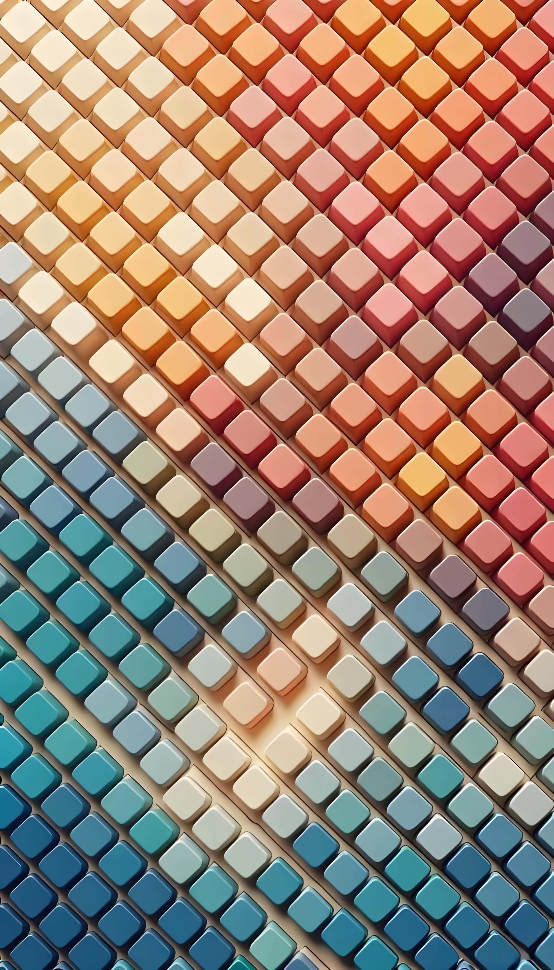 colorful cubes, glossy cubes, diagonal rows, 4K Phone Wallpaper