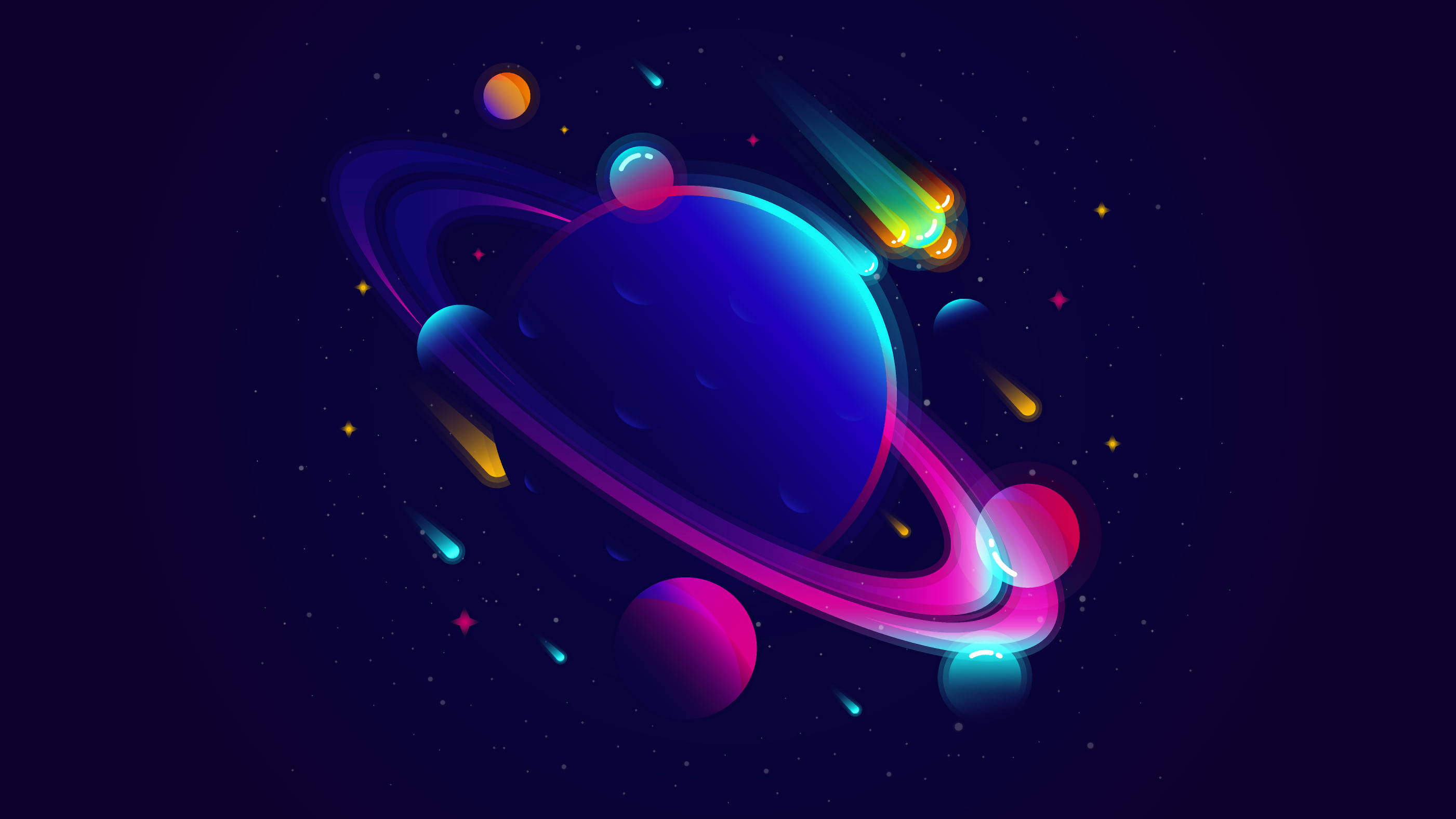 Creative, galaxy planet, purple, 2K Desktop Wallpaper