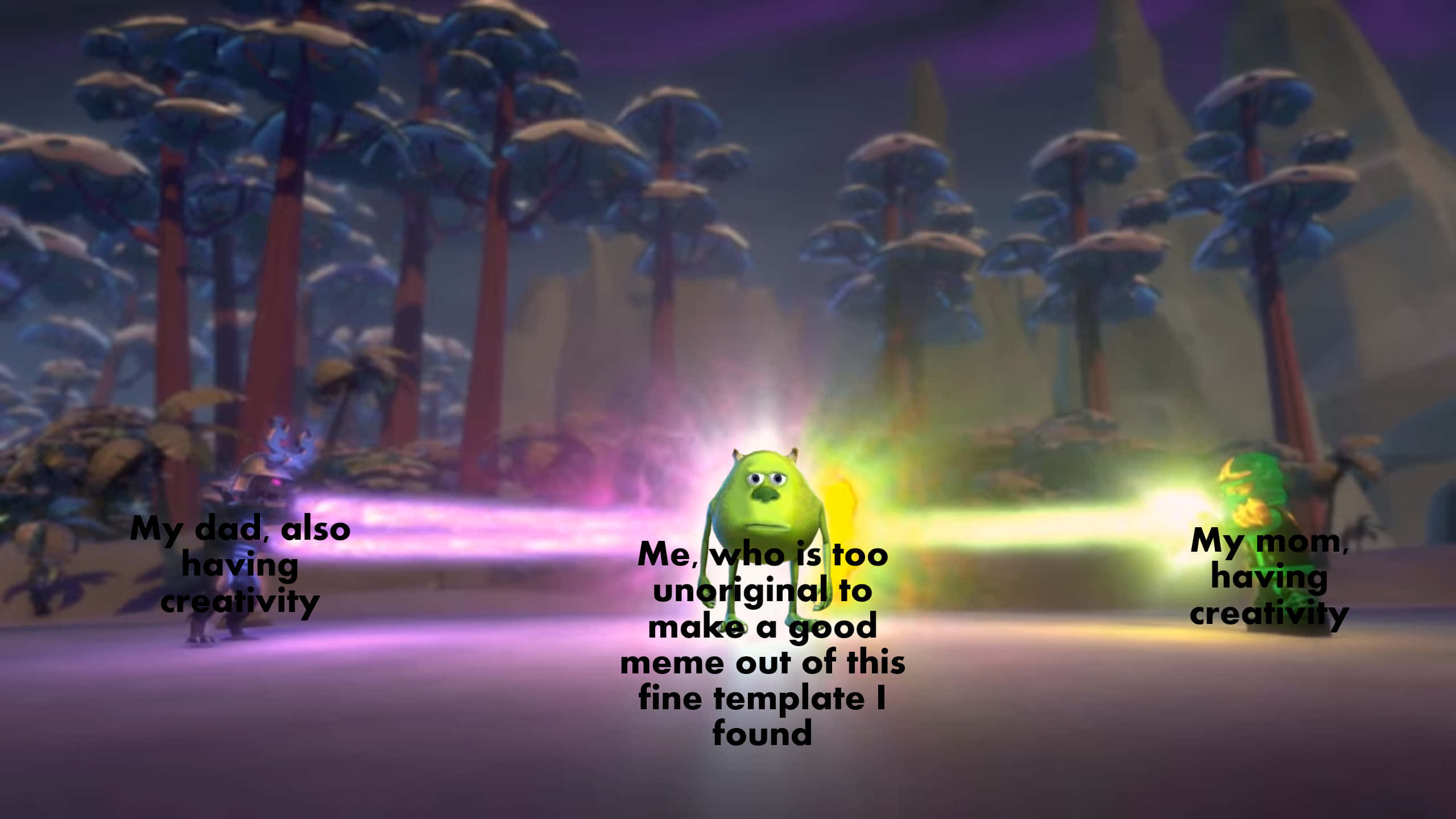 green monsters, snowy forest, night, 2K Desktop Wallpaper