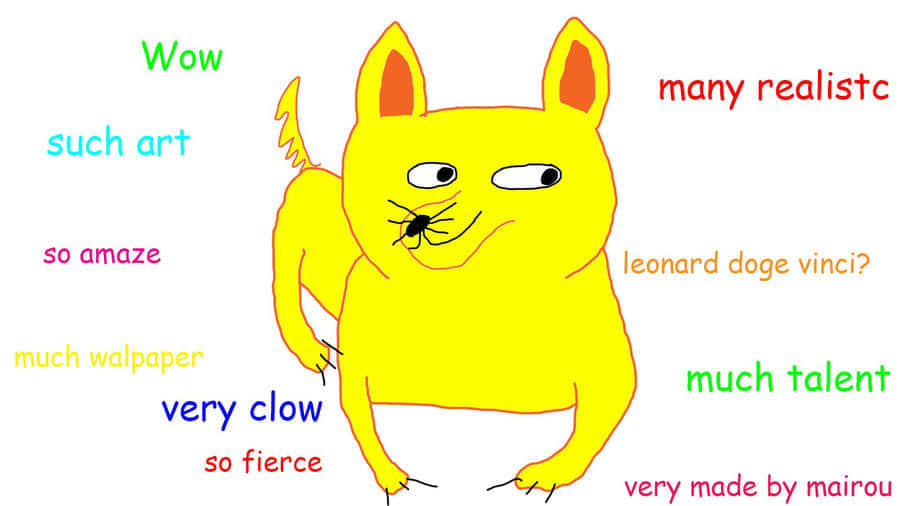 bright yellow cartoon dog, orange ears, smug expression, SD Desktop Wallpaper
