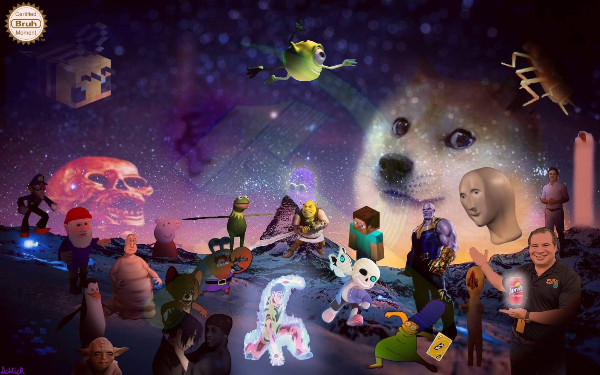 dank meme art compilation, Be A Dank Memer, Live The Dank Life, surreal cosmic collage, Full HD Desktop Wallpaper