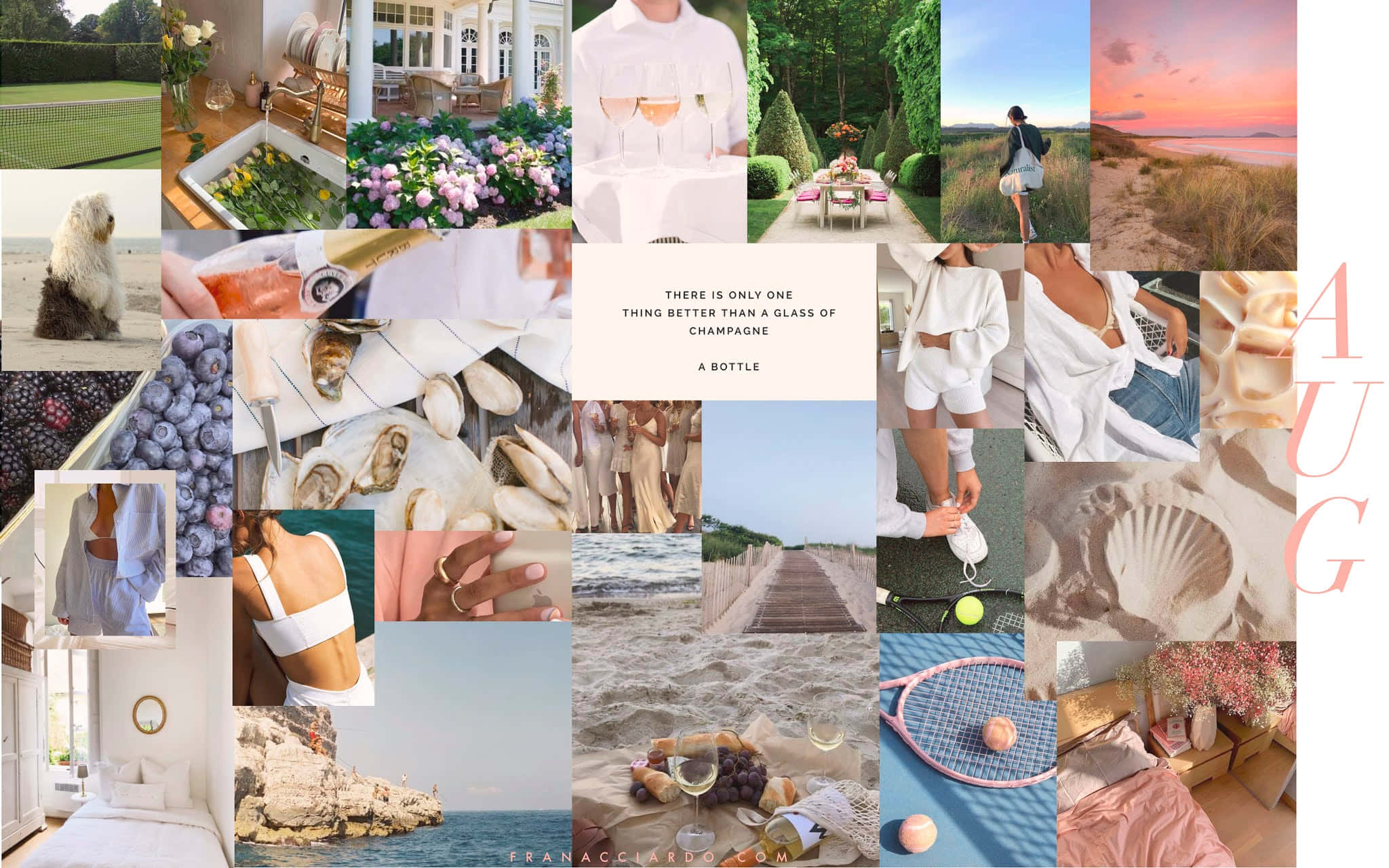 aesthetic moodboard, summer luxury, champagne, Full HD Desktop Wallpaper