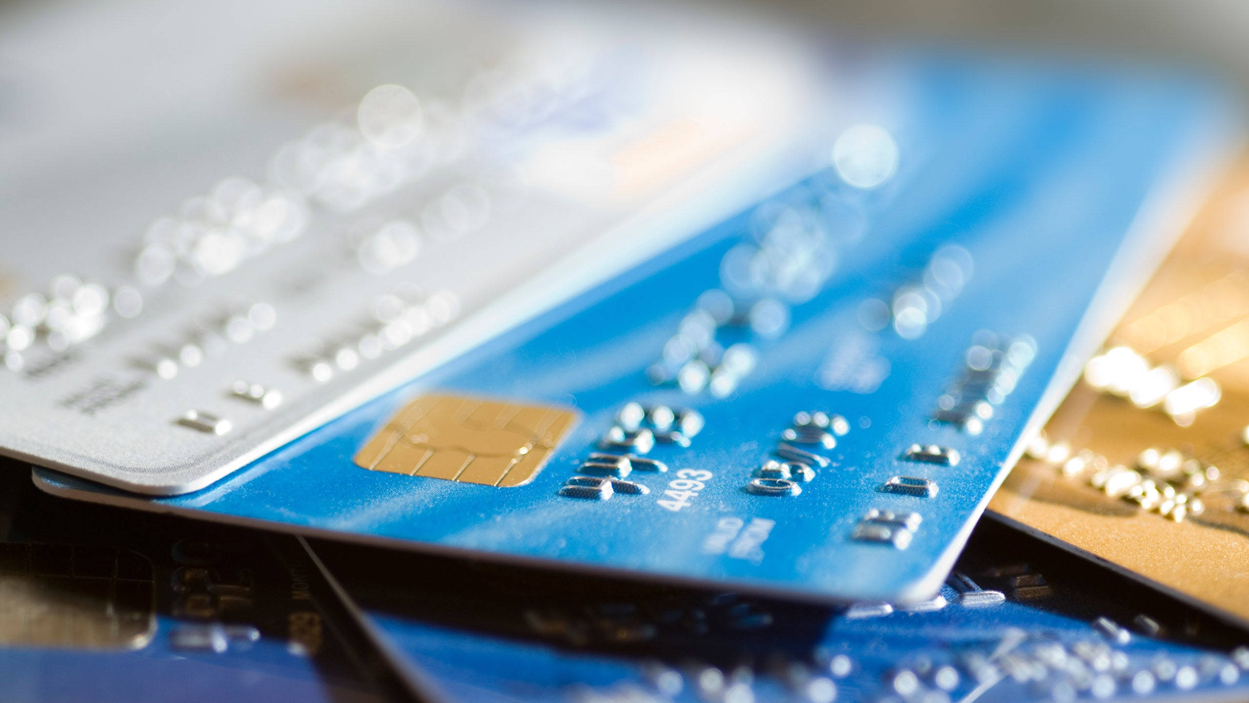 credit card, blue silver, gold, 2K Desktop Wallpaper