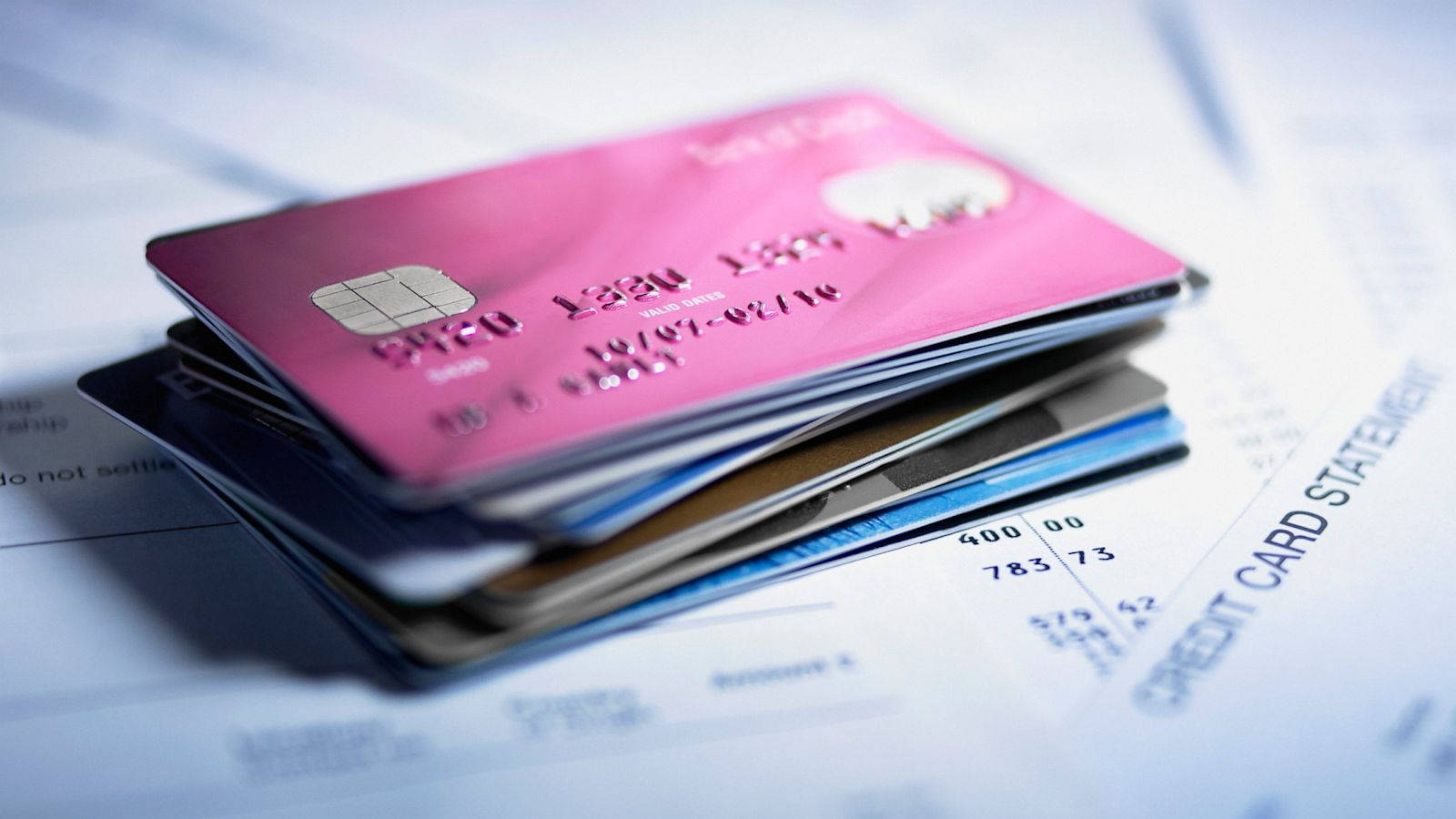 pink card, pile of credit cards, credit card statement, HD Desktop Wallpaper