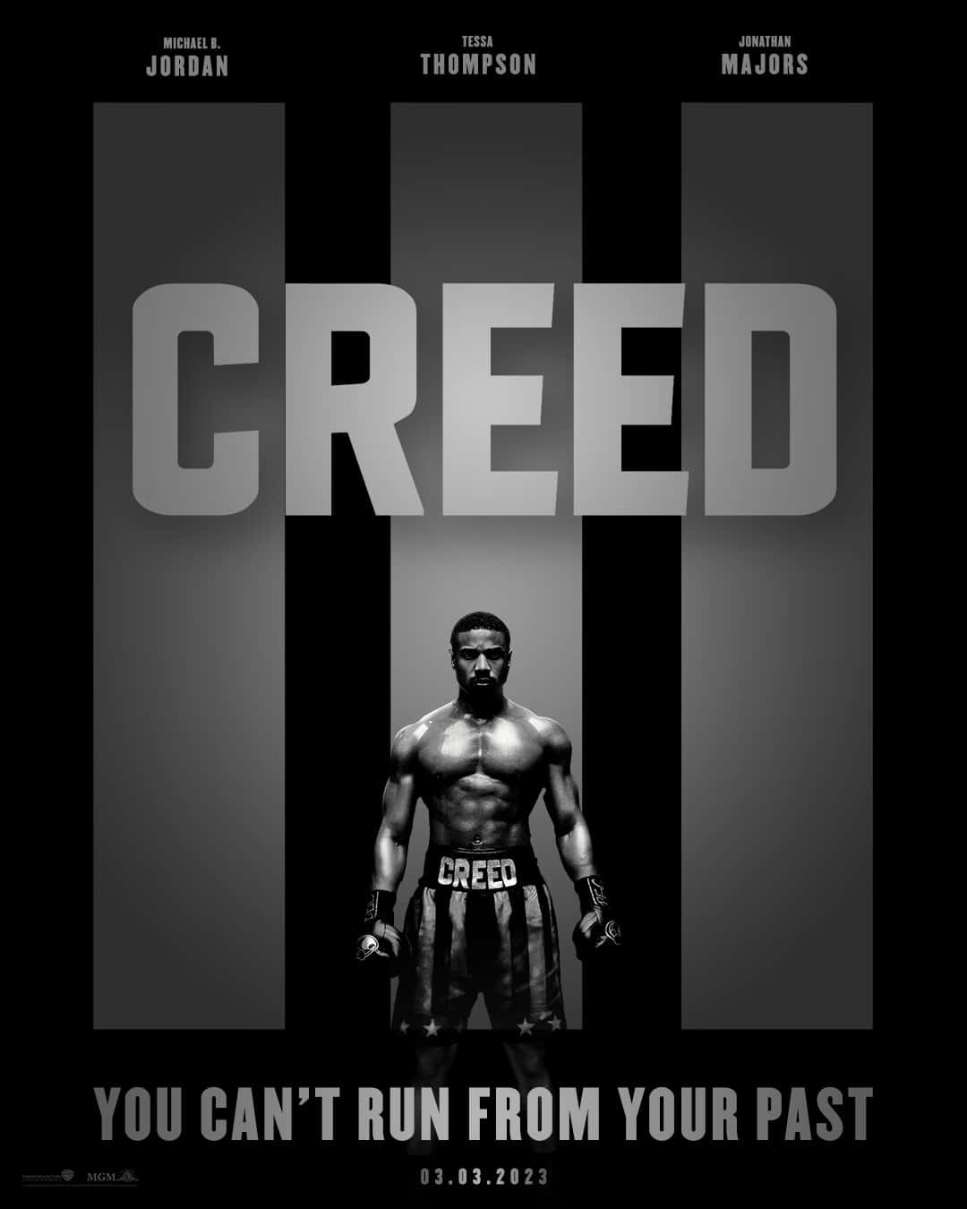 Creed 3, monochrome movie poster, bold vertical bars, HD Phone Wallpaper