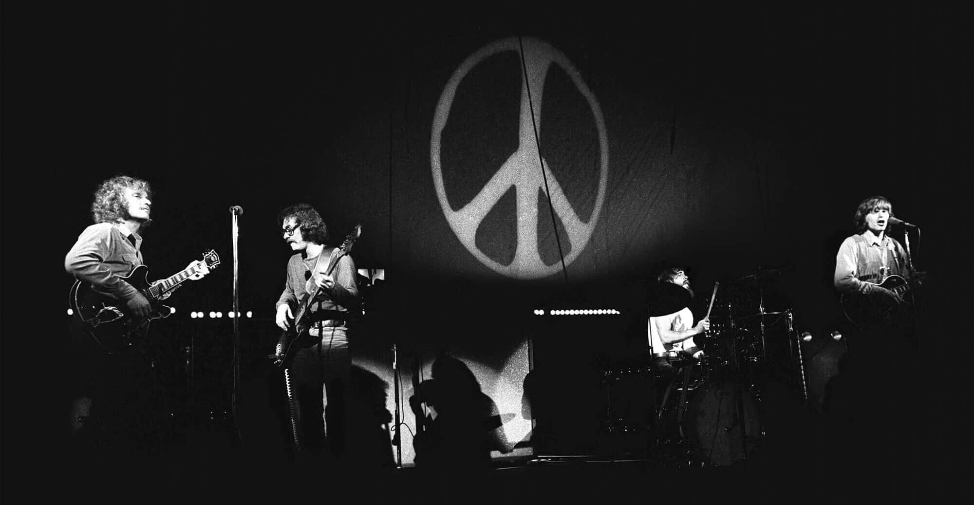 Creedence Clearwater Revival, peace symbol, stage, Full HD Desktop Wallpaper