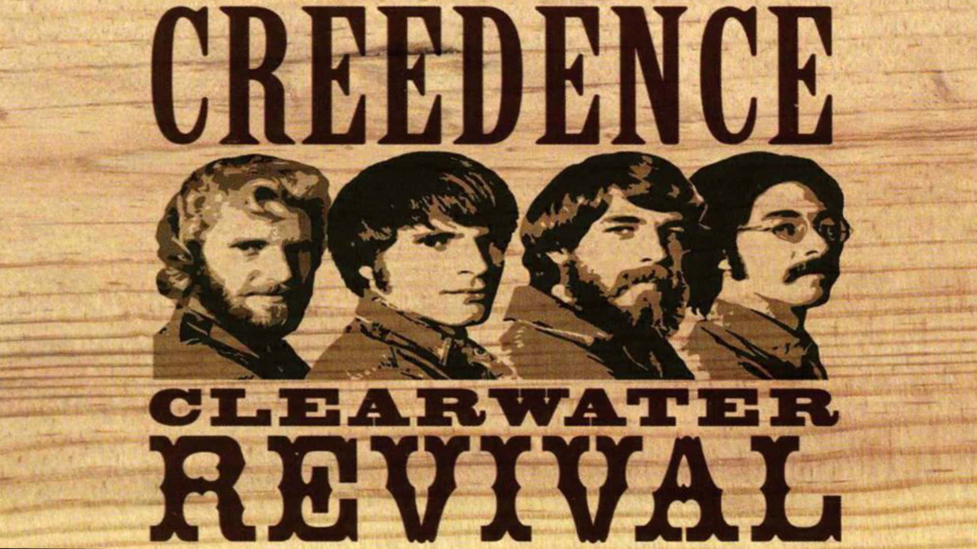Creedence Clearwater Revival, wooden sign, bold brown text, Full HD Desktop Wallpaper