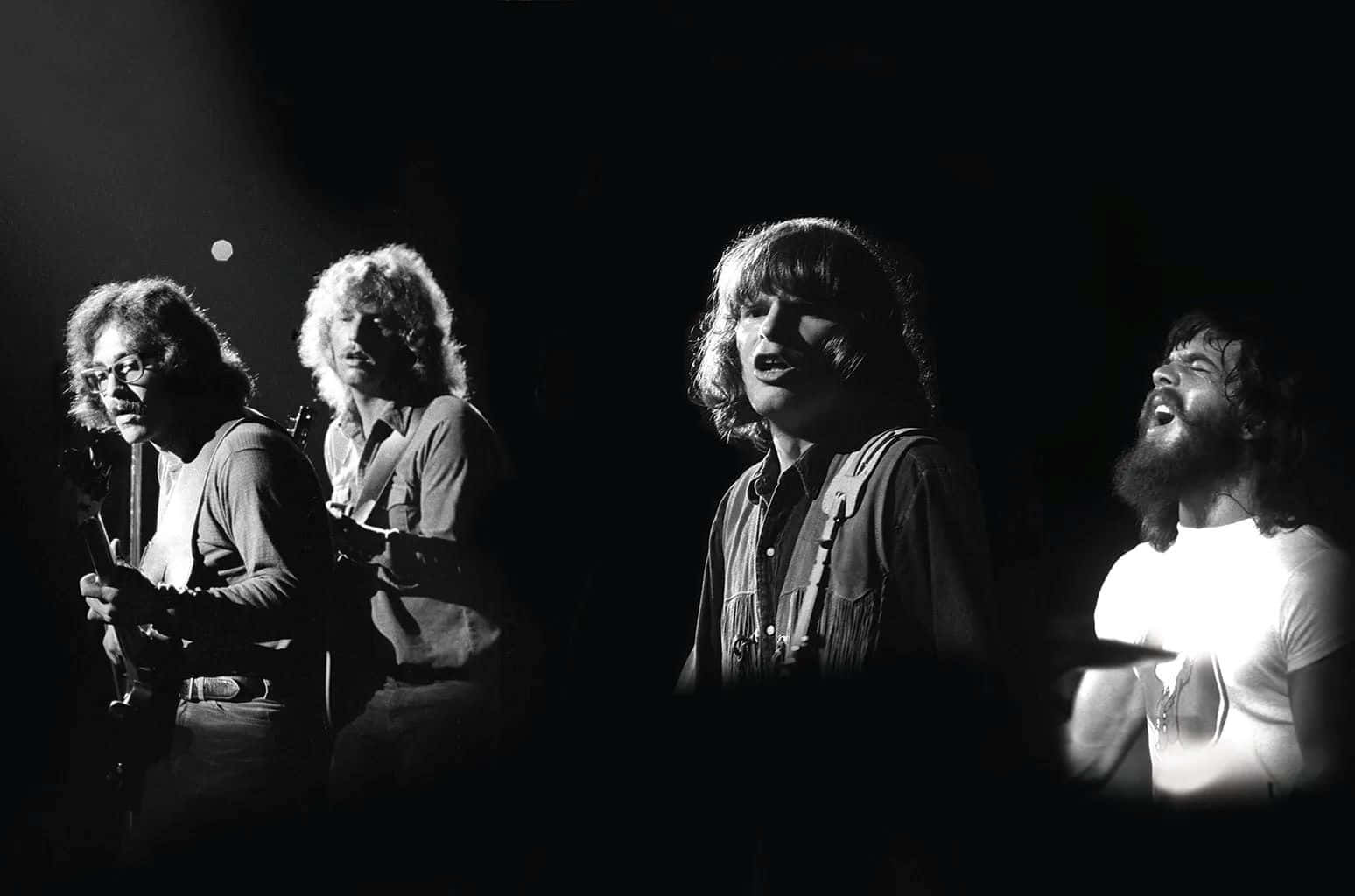 Creedence Clearwater Revival, live performance, black and white, HD Desktop Wallpaper