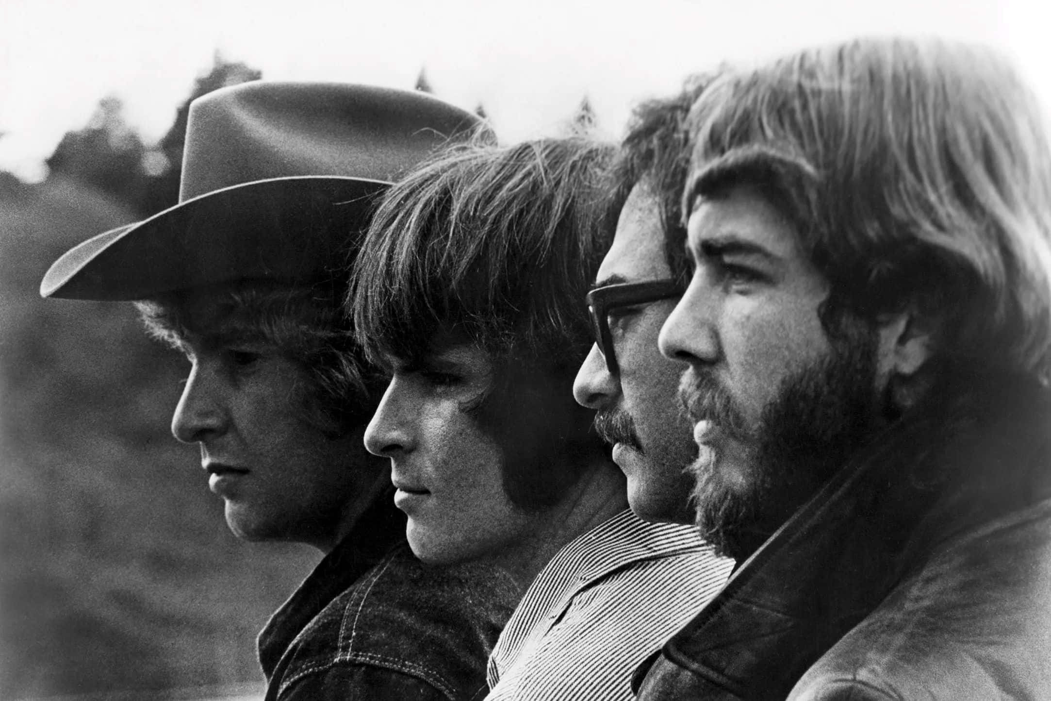 Creedence Clearwater Revival, profile view, black and white portrait, Full HD Desktop Wallpaper