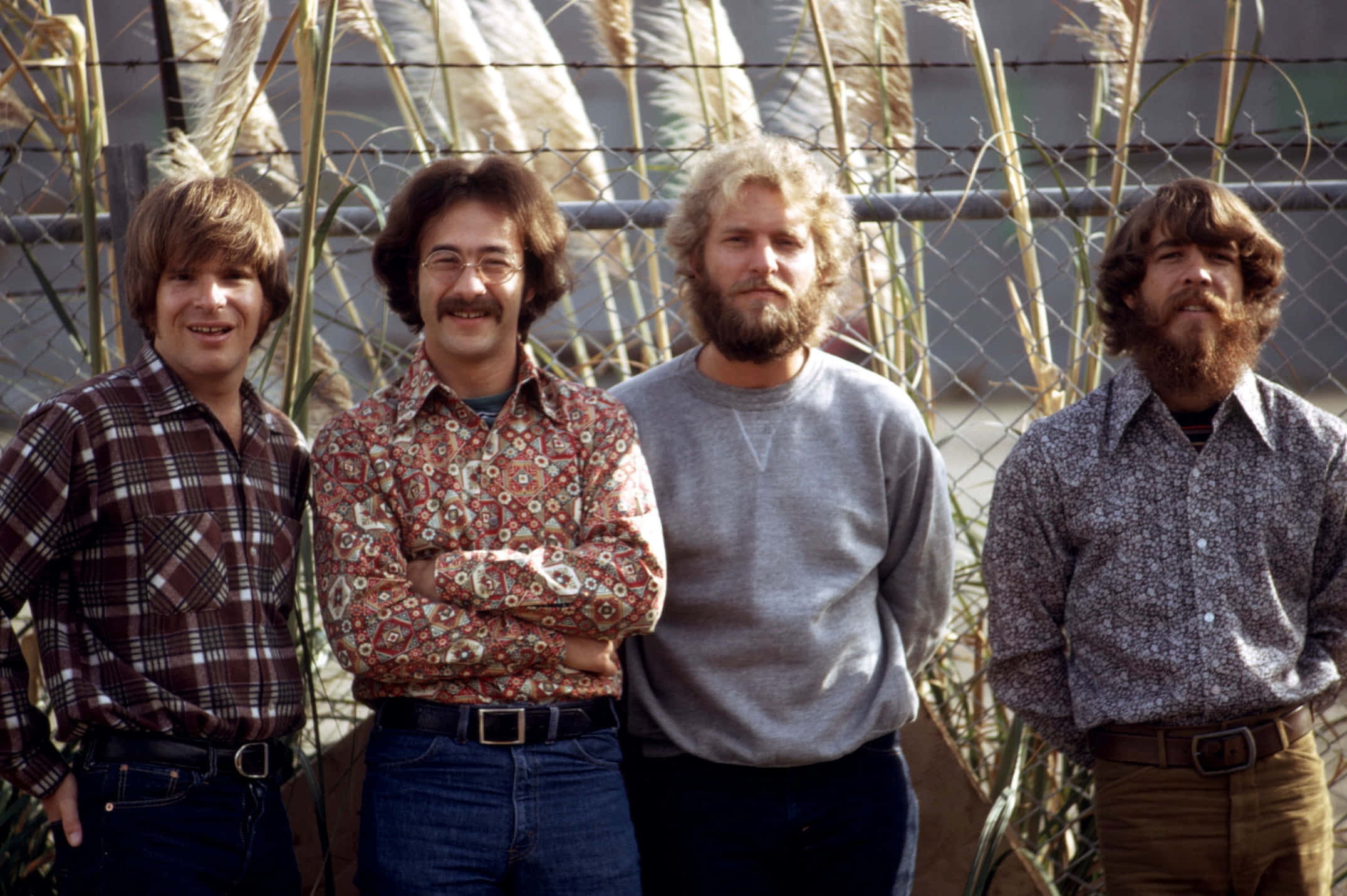 Creedence Clearwater Revival, band portrait, chain-link fence, Full HD Desktop Wallpaper
