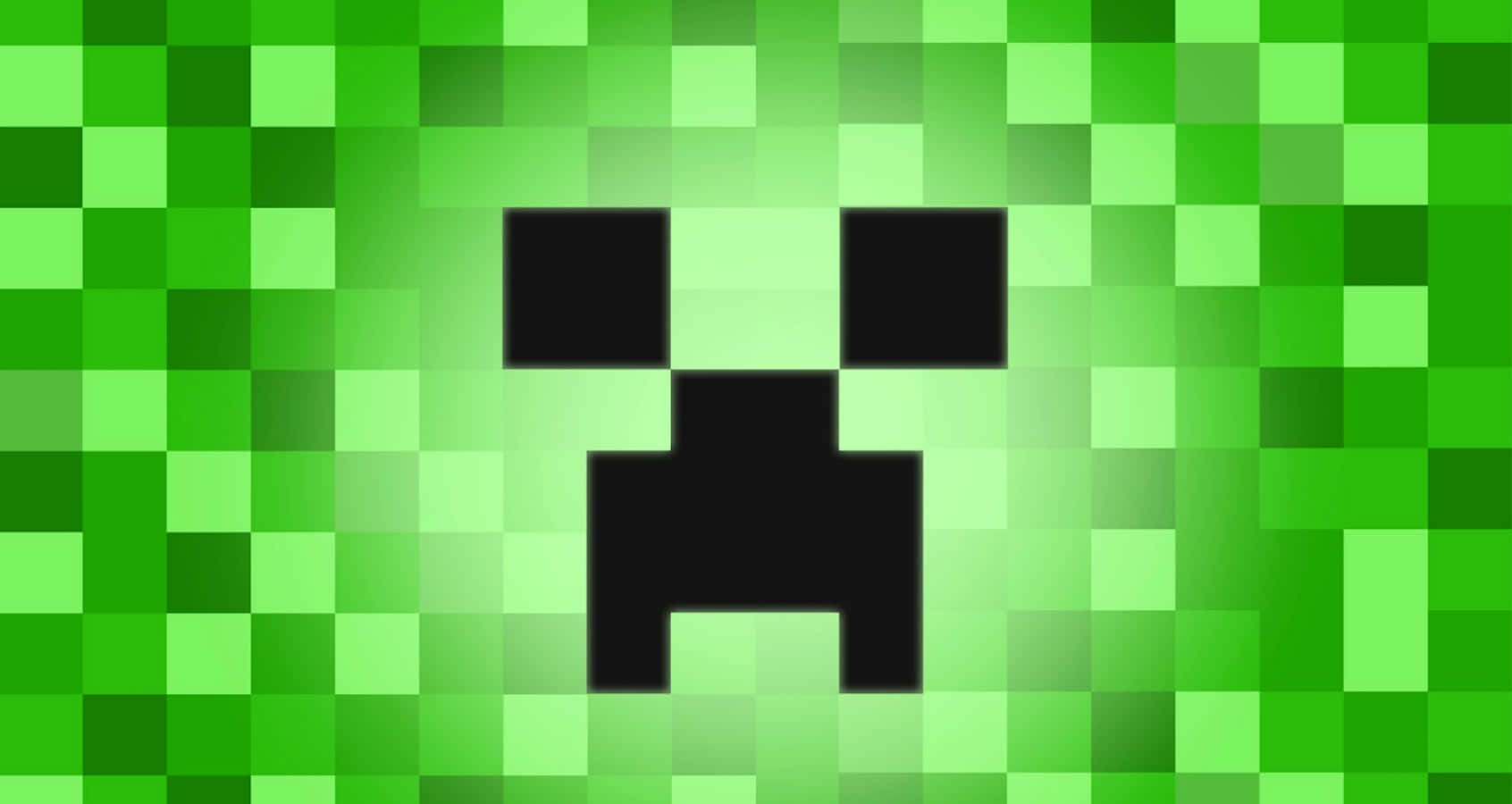 Creeper Face, glowing green, pixelated, HD Desktop Wallpaper