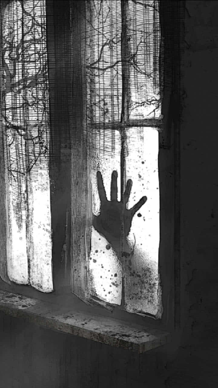 ghostly hand, grimy windowpane, bare winter branches, HD Phone Wallpaper