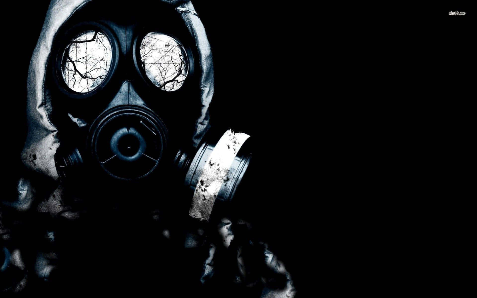 gas mask, cracked lenses, barren tree branches, Full HD Desktop Wallpaper