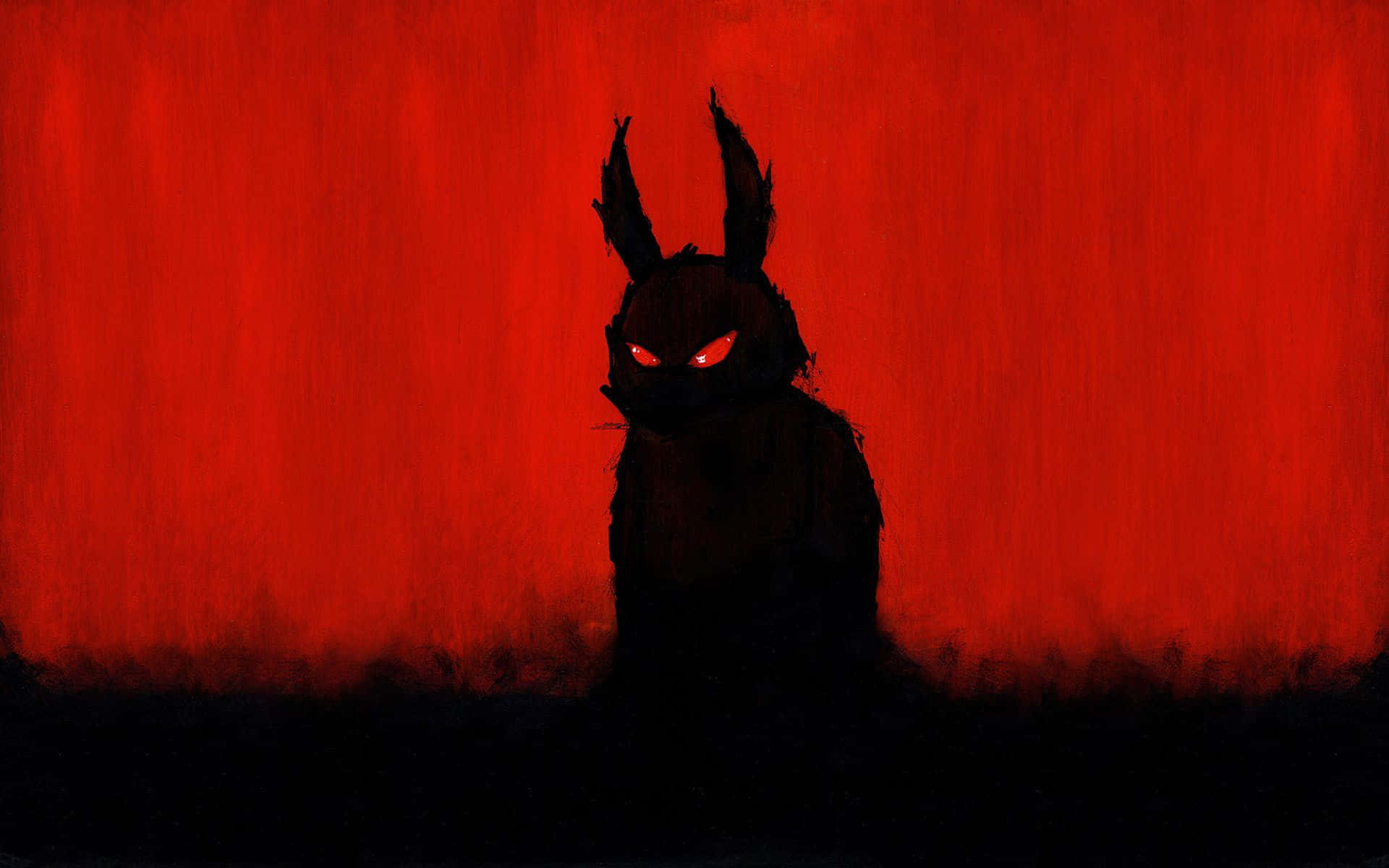 Creepy Aesthetic, menacing rabbit silhouette, glowing red eyes, Full HD Desktop Wallpaper