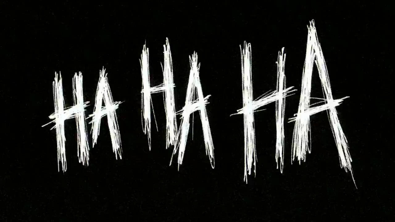 HA HA HA, white chaotic scribbled text, solid black background, HD Desktop Wallpaper