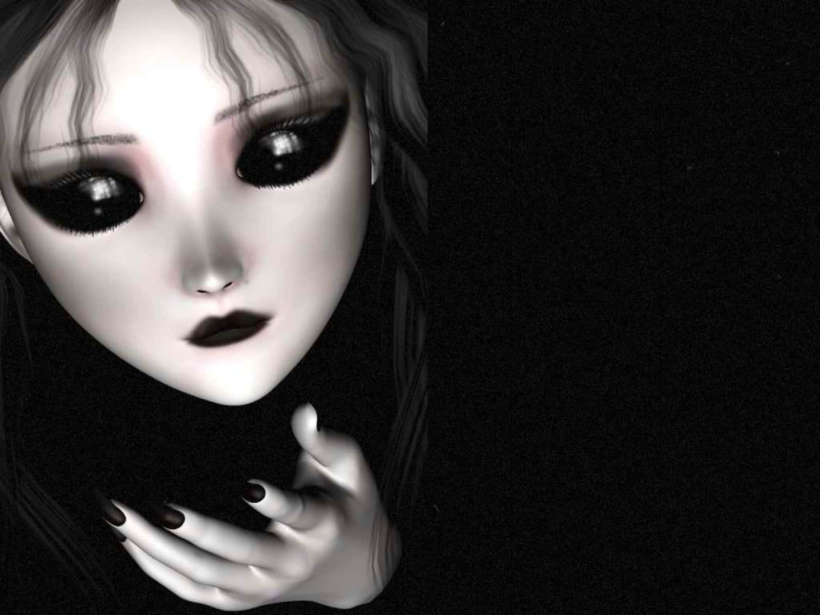 anime girl, oversized eyes, dark nails, HD Desktop Wallpaper