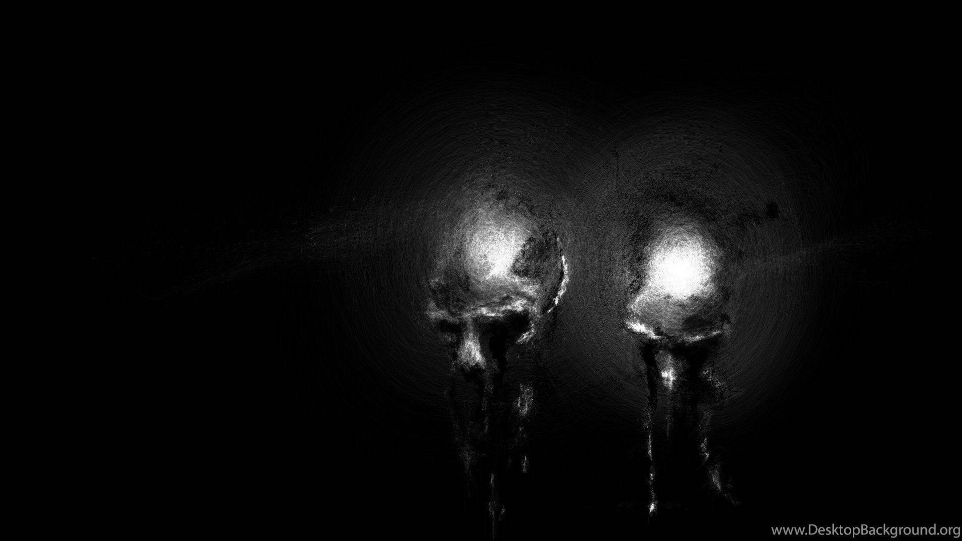 glowing skulls, darkness, swirling light effects, Full HD Desktop Wallpaper
