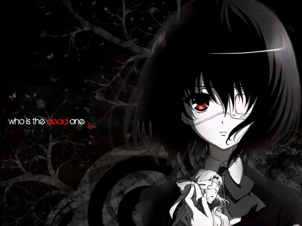 eye patch anime girl, red eyes, black hair, SD Desktop Wallpaper