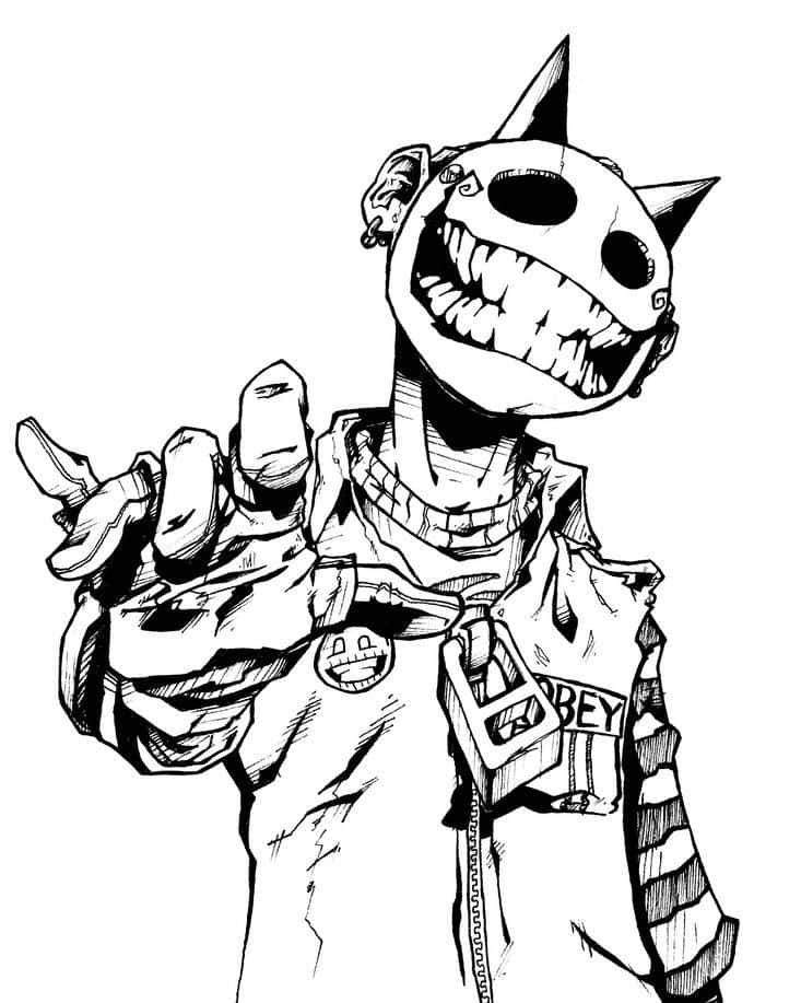 Creepy Smile, skeletal figure, cat ears, SD Phone Wallpaper