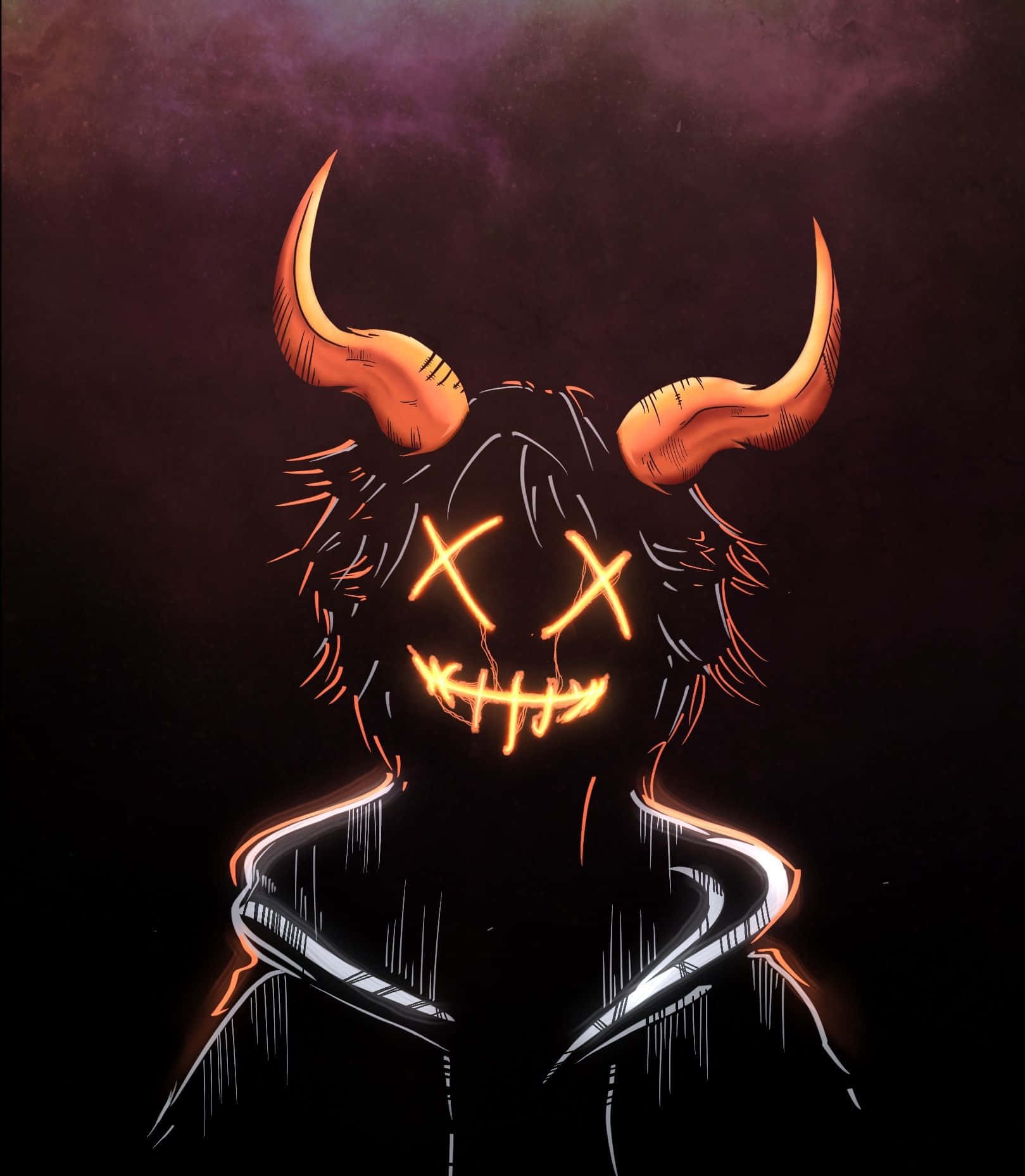 Creepy Smile, glowing orange X eyes, stitched mouth, HD Phone Wallpaper