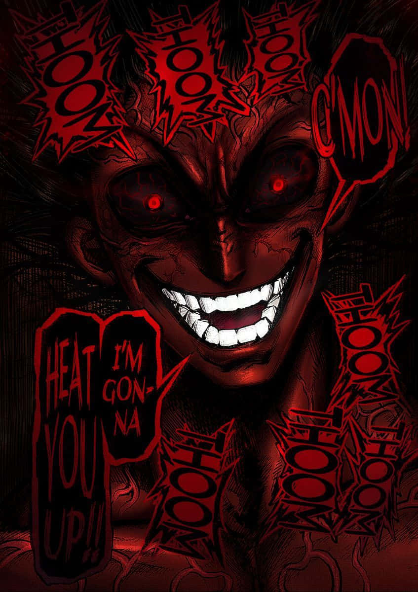 Creepy Smile, anime demon, glowing red eyes, SD Phone Wallpaper