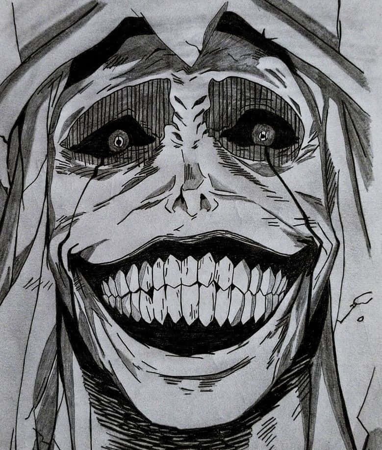 Creepy Smile, black and white, anime illustration, SD Phone Wallpaper