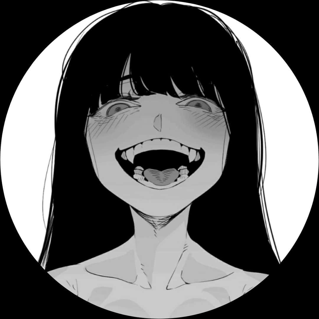 Creepy Smile, black and white, anime-style, SD Desktop Wallpaper
