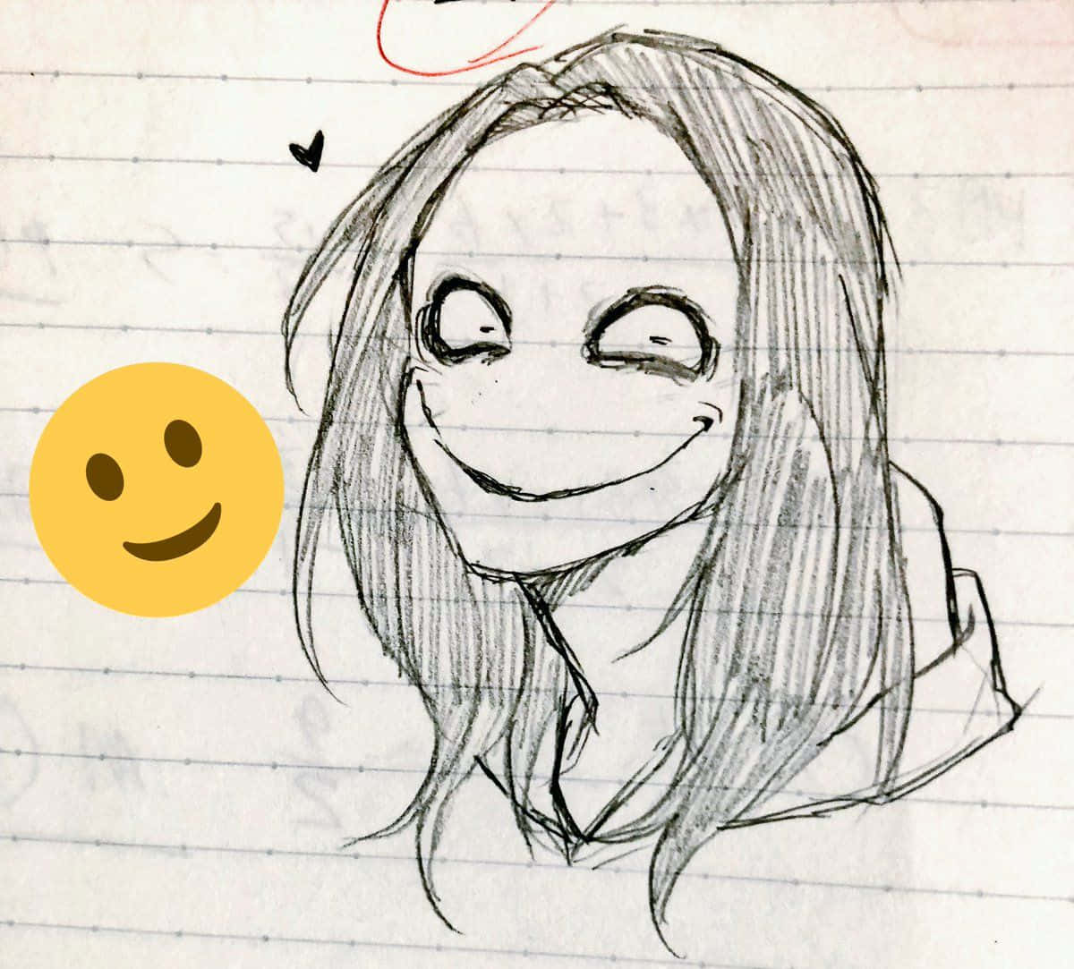 Creepy Smile, pencil sketch, smiling girl, SD Desktop Wallpaper