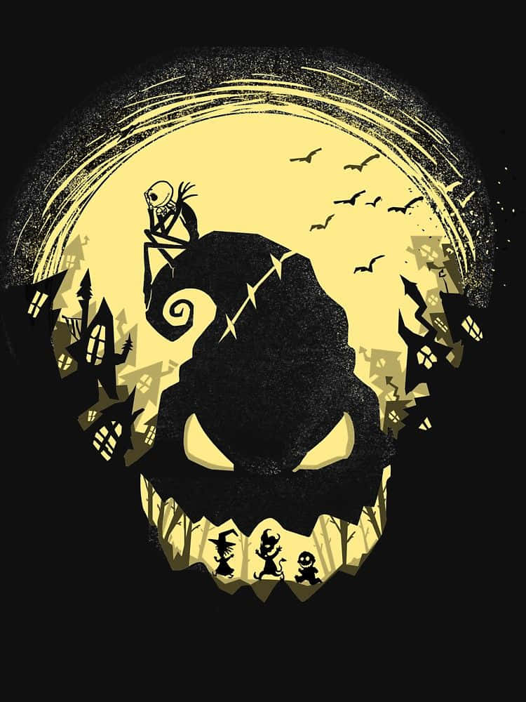 Creepy Smile, skull-shaped moon, witch, SD Phone Wallpaper