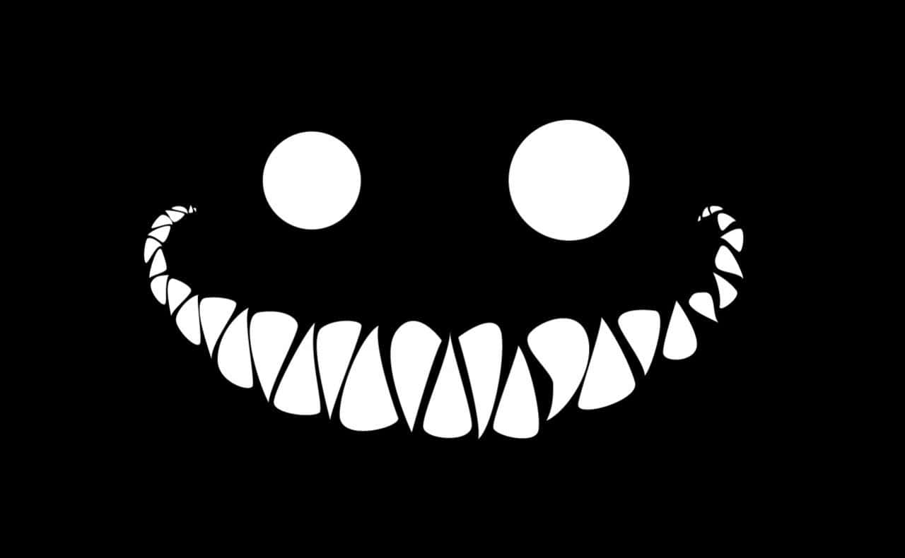 Creepy Smile, stark white minimalist smiley face, sharp teeth, HD Desktop Wallpaper