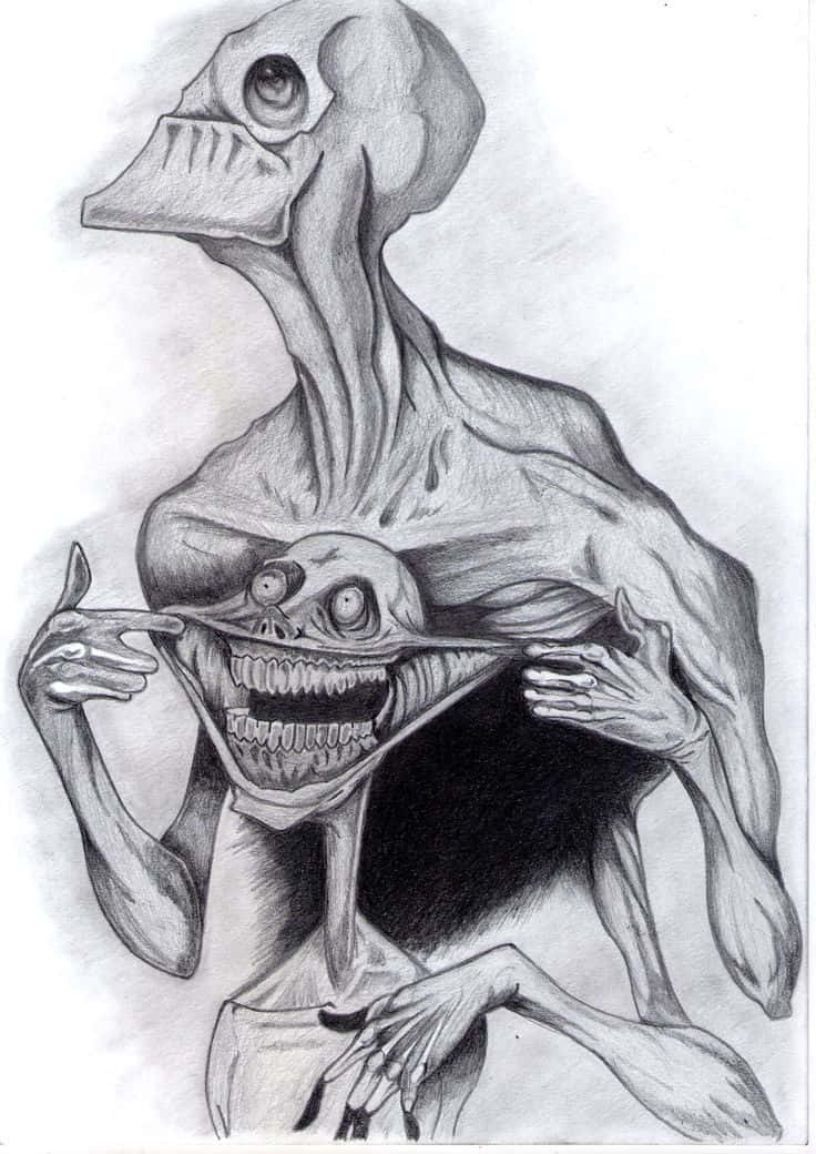 Creepy Smile, pencil drawing, grotesque, SD Phone Wallpaper