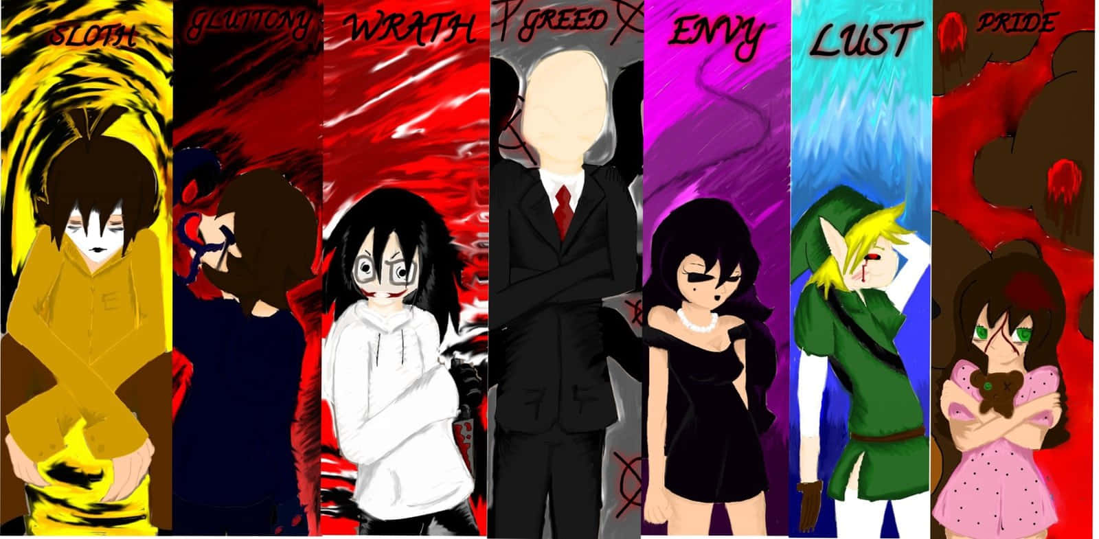 Creepypasta, anime-style, sin, HD Desktop Wallpaper
