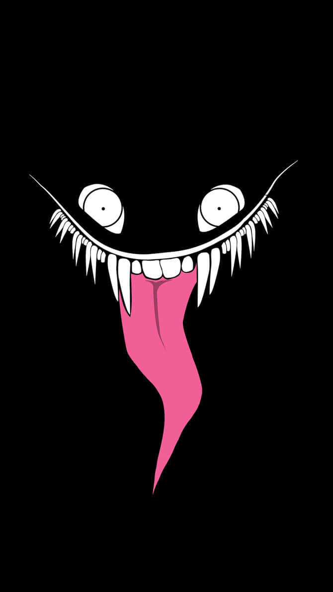 Creepypasta, pink tongue, black creature, SD Phone Wallpaper