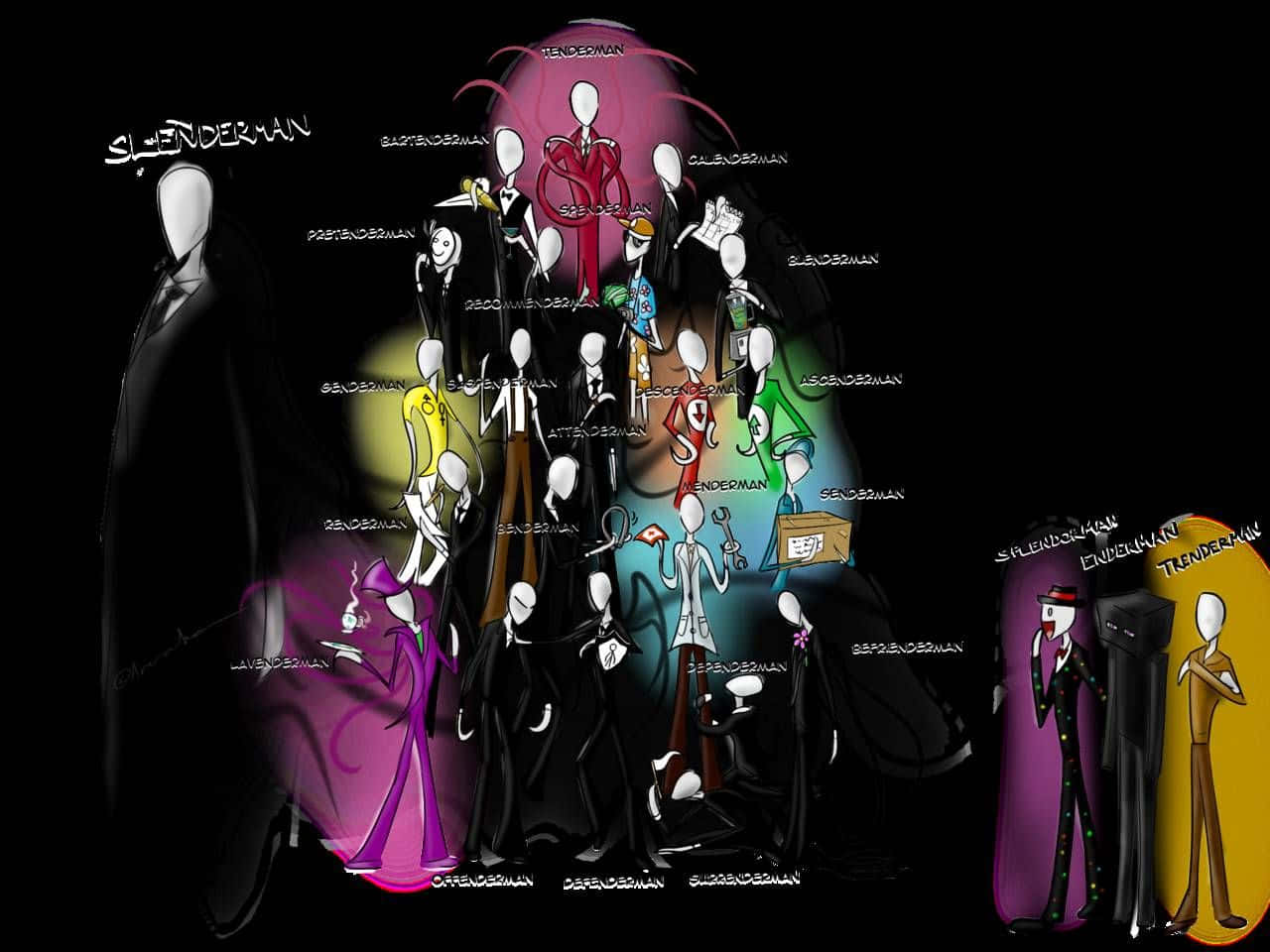 Creepypasta, slender figures, suits, HD Desktop Wallpaper
