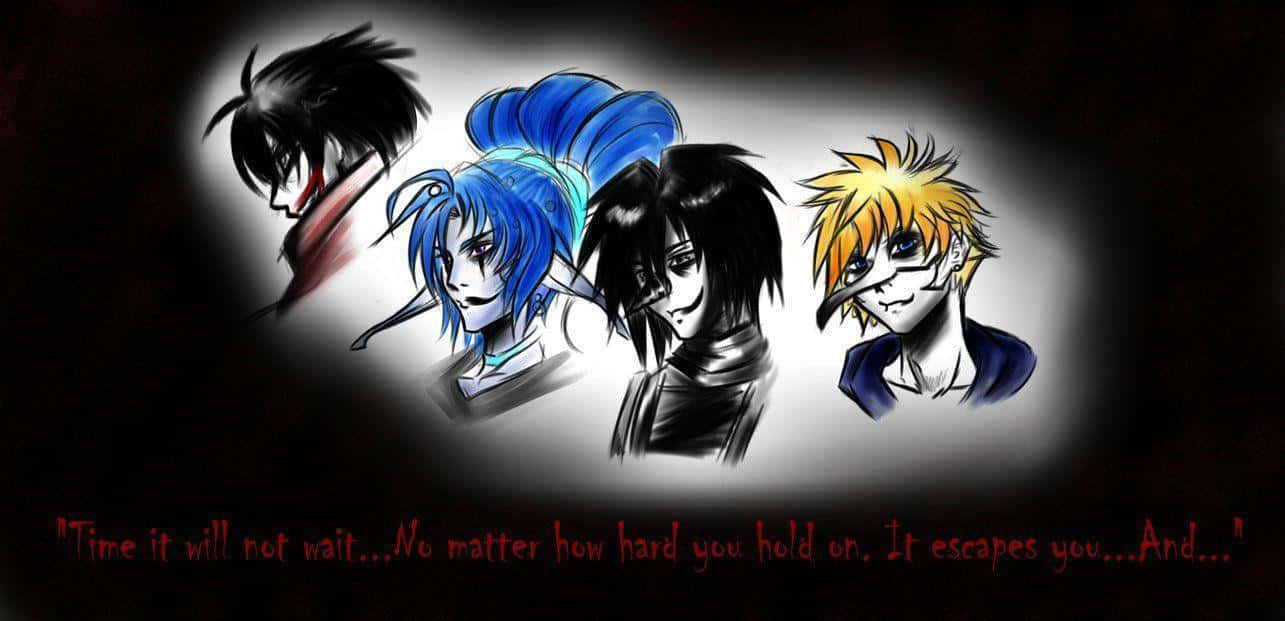 Creepypasta, anime-style, dramatic expressions, HD Desktop Wallpaper