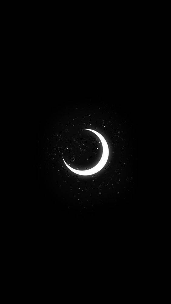 crescent moon, black night sky, star-speckled, SD Phone Wallpaper