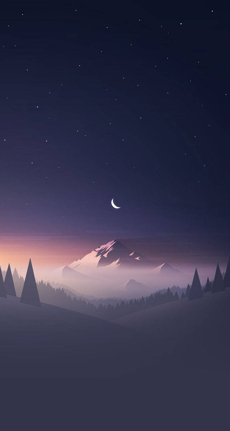 crescent moon, icy mountain, snow-capped mountain range, HD Phone Wallpaper
