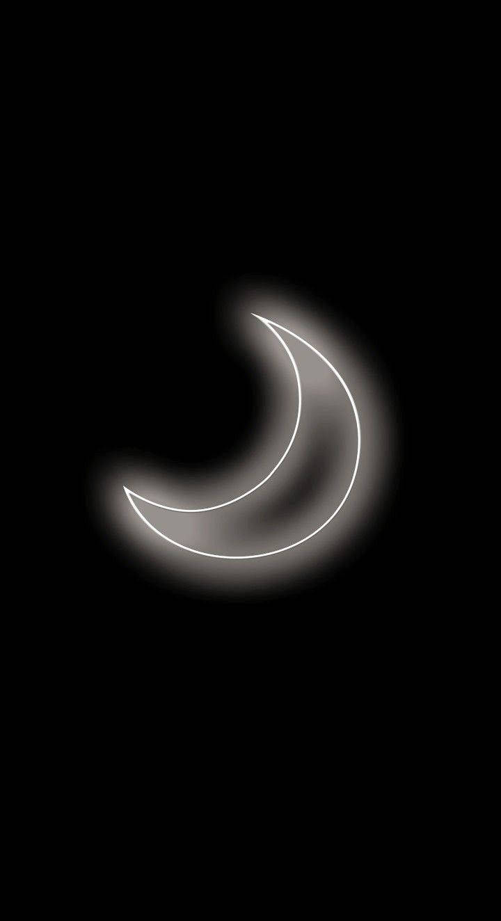 black neon aesthetic, crescent moon, glowing white, HD Phone Wallpaper