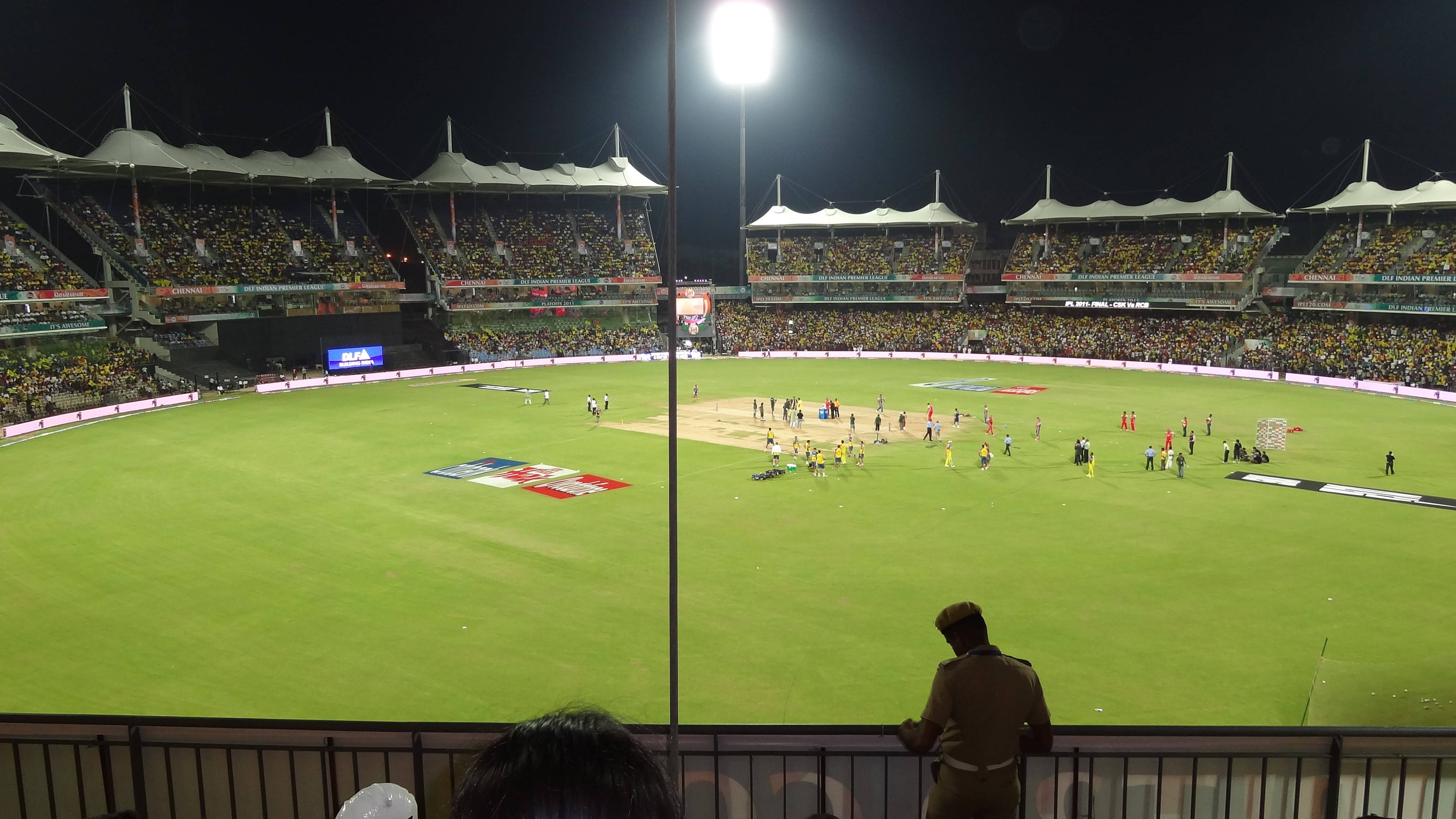 Cricket Playing Field, night, floodlights, 4K Desktop Wallpaper