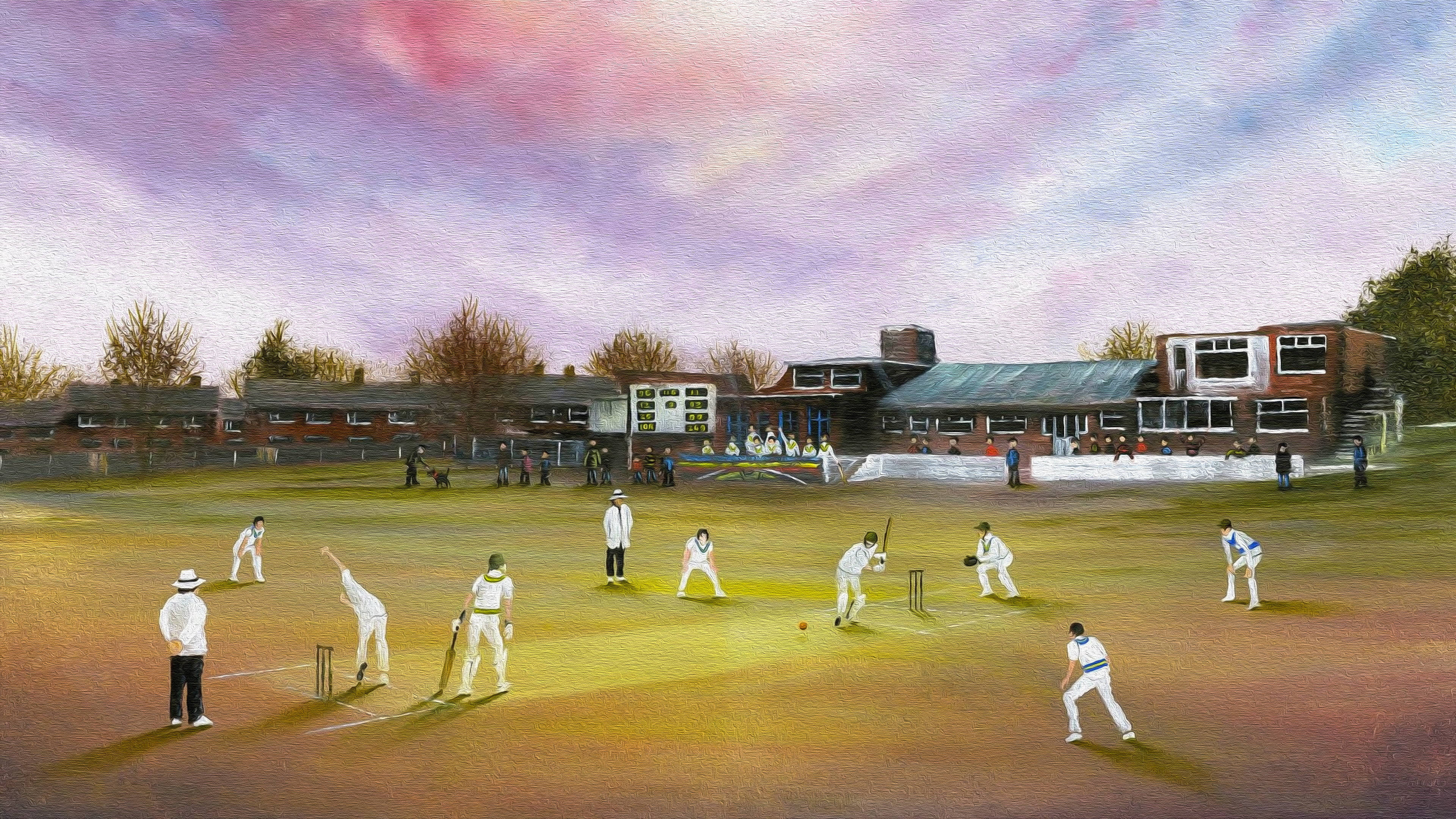 Cricket, white uniforms, grassy field, 4K Desktop Wallpaper